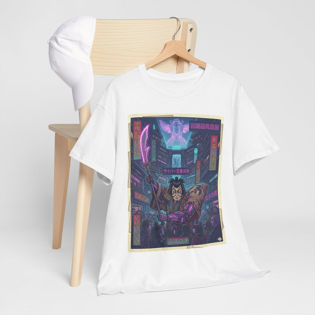 Cyberpunk Samurai T-Shirt — Neon Night Streets Graphic Tee - Japanese Streetwear T-Shirt | Tokyo Style X