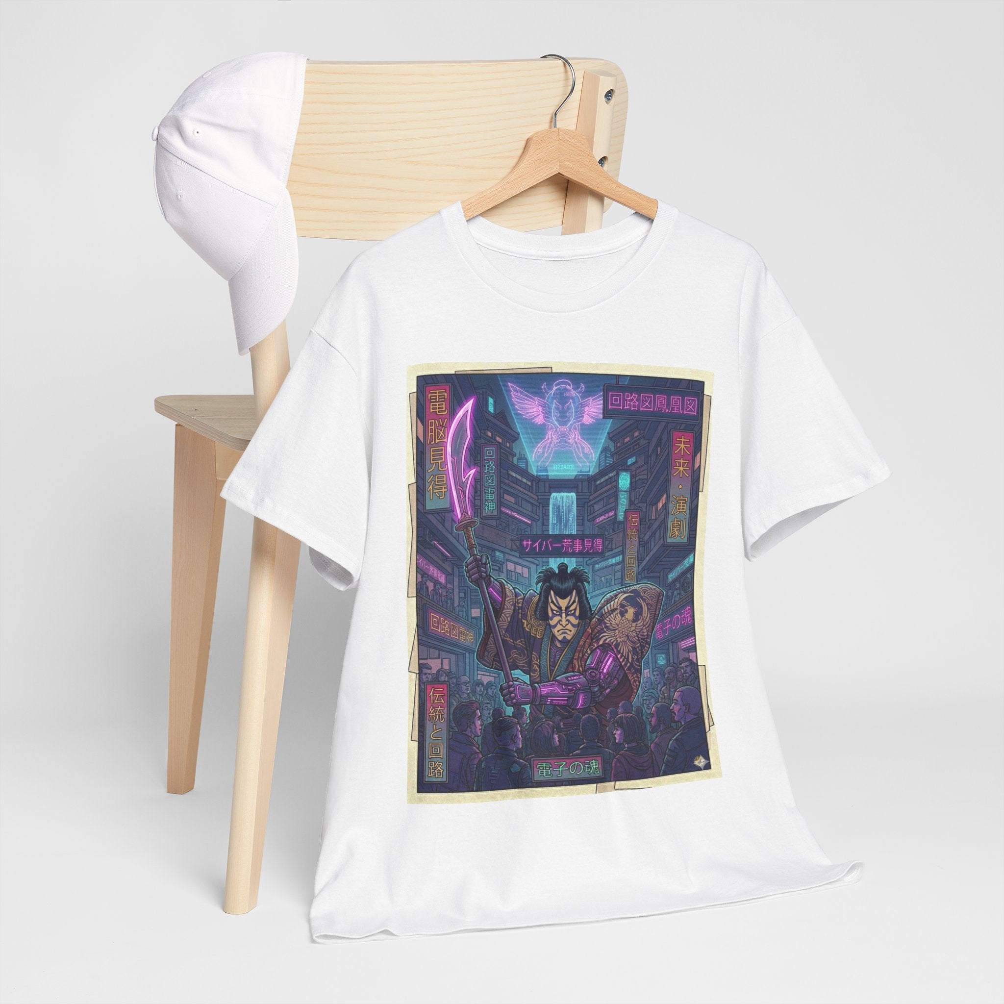 Cyberpunk Samurai T-Shirt — Neon Night Streets Graphic Tee - Japanese Streetwear T-Shirt | Tokyo Style X
