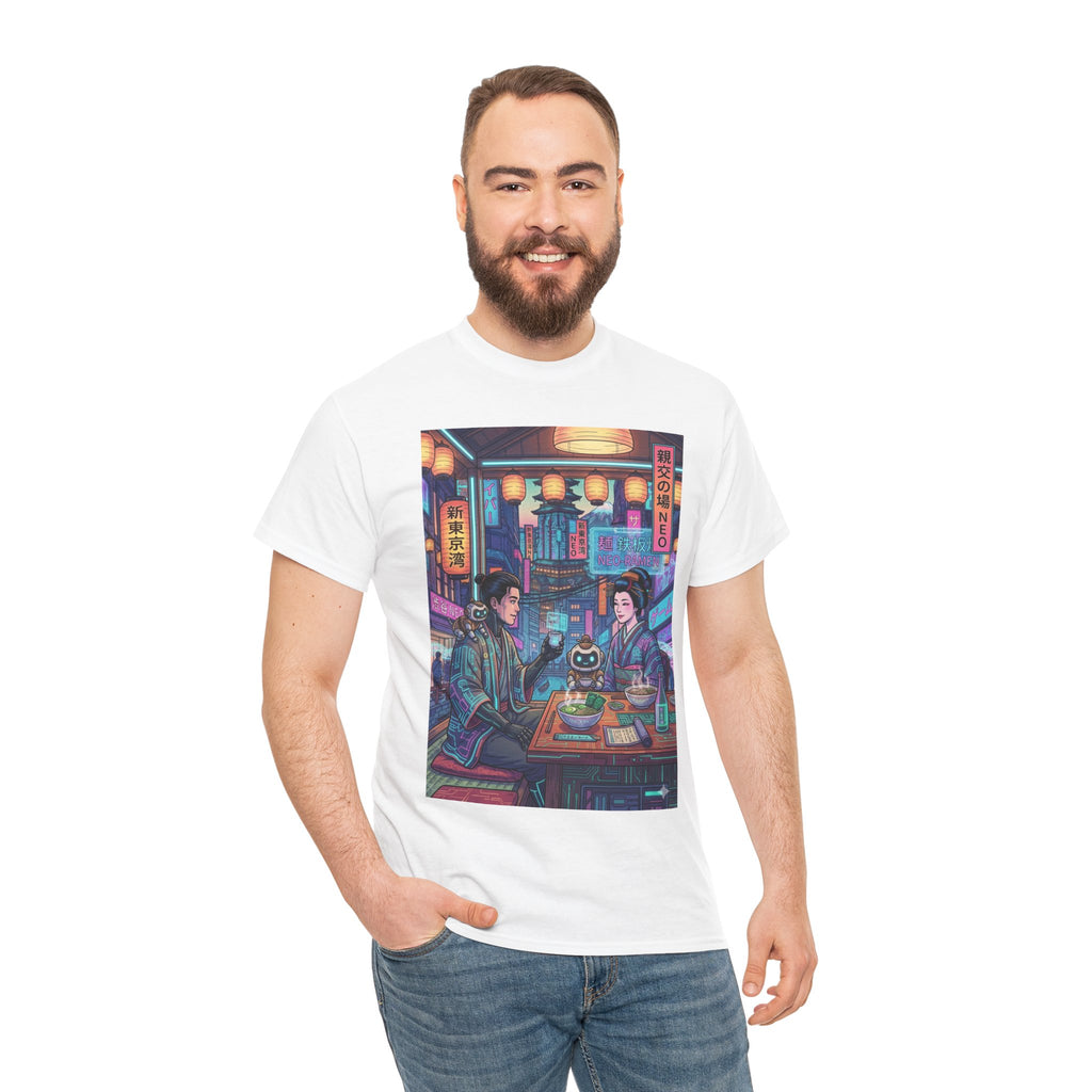 Cyberpunk Ramen Date T‑Shirt — Neon Night City Anime Streetwear - Japanese Streetwear T-Shirt | Tokyo Style X