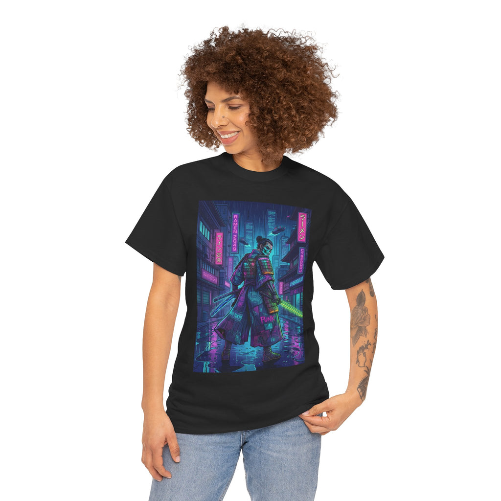 Cyberpunk Samurai T-Shirt — Neon City Night Rider Graphic Tee