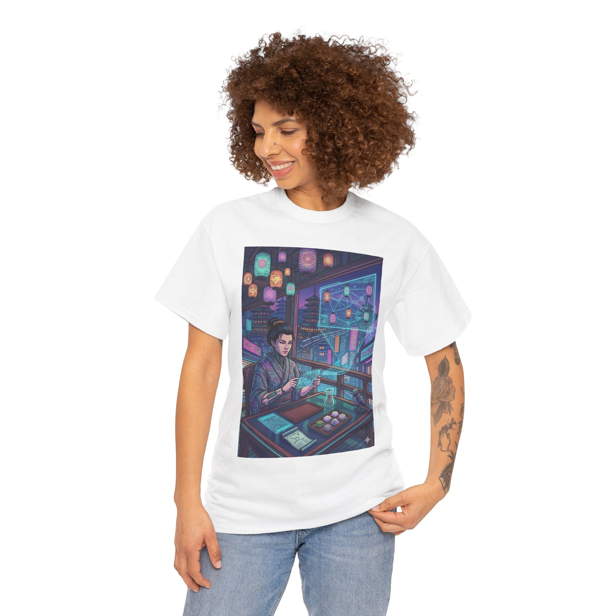 Cyberpunk Programmer Tee — Neon Night City Tech Art T-Shirt - Japanese Streetwear T-Shirt | Tokyo Style X