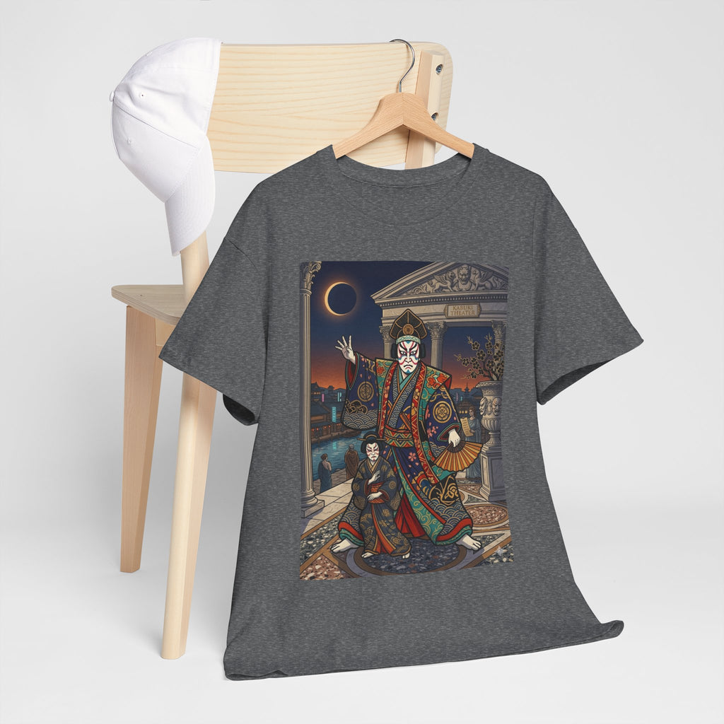 Geisha Samurai Night Graphic Tee — Japanese Oni Mask Art Shirt