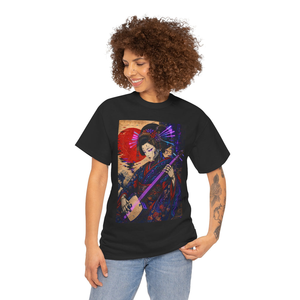Geisha Musician Graphic Tee — Vintage Japanese Shamisen Art T-Shirt