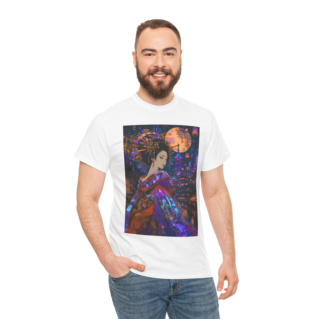 Geisha Nightscape T-Shirt — Neon Moon Japanese Kimono Art Tee