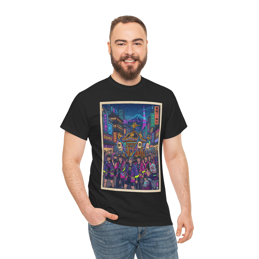 Cyberpunk City Night T-Shirt — Neon Tokyo Street Scene Graphic Tee