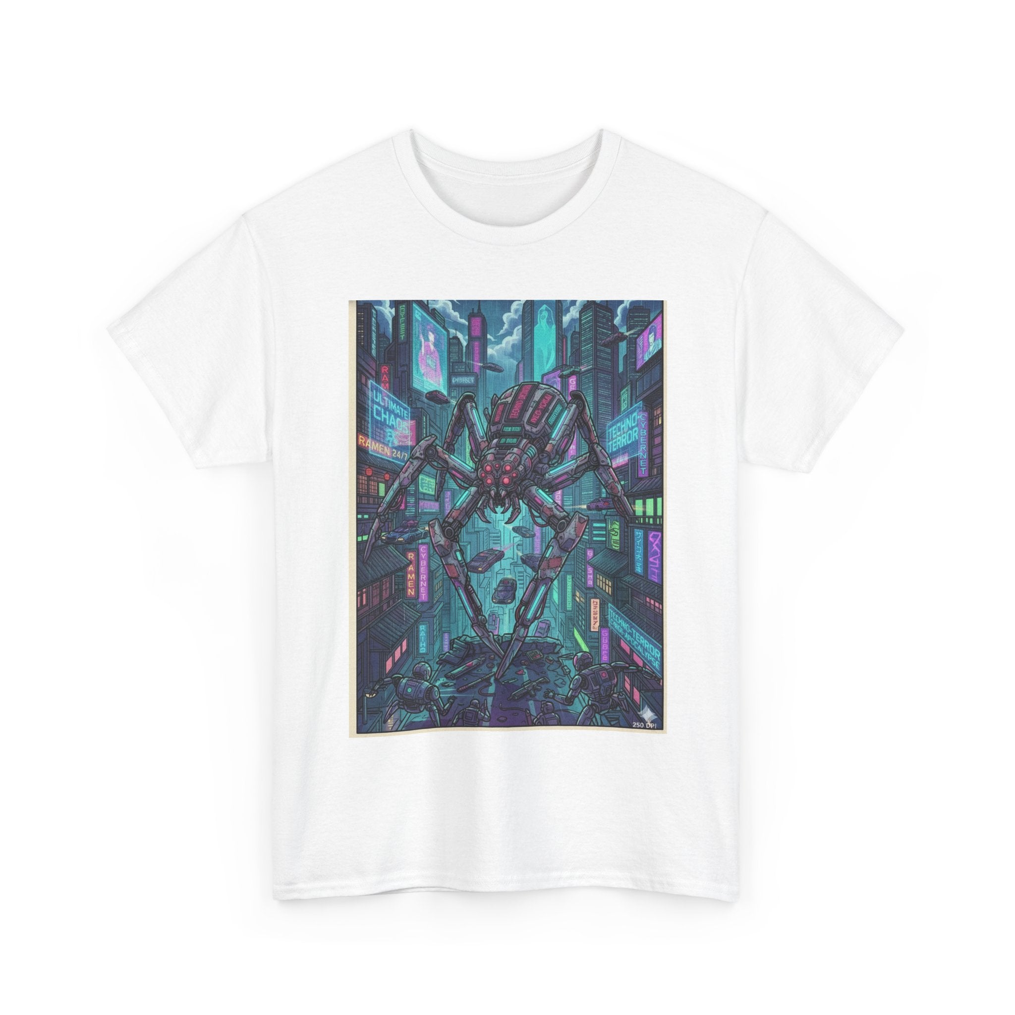 Cyberpunk Spider City T-Shirt — Neon Sci‑Fi Graphic Tee