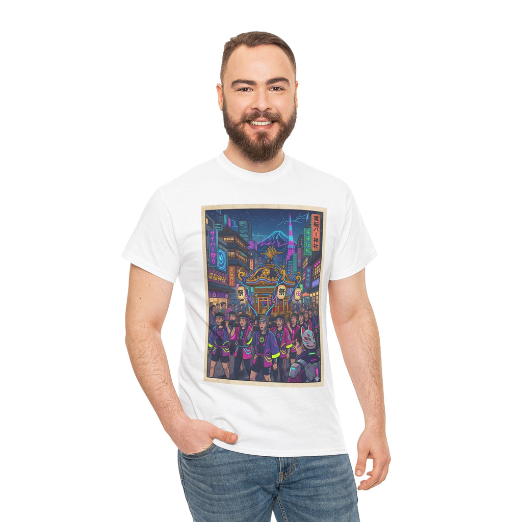 Cyberpunk City Night T-Shirt — Neon Tokyo Street Scene Graphic Tee