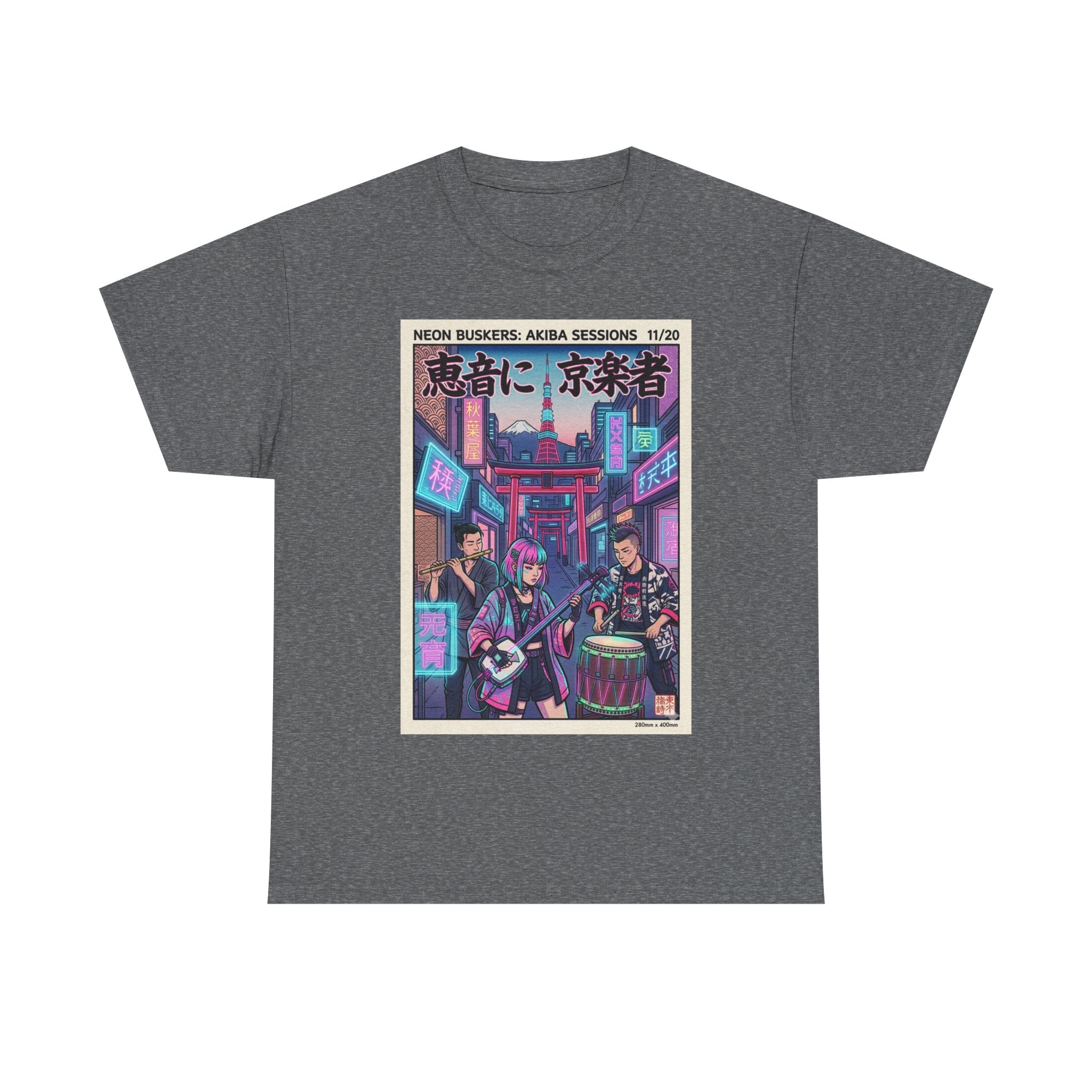 Japanese Night Market Band Tee — Neon Akiba Sessions Graphic T-Shirt