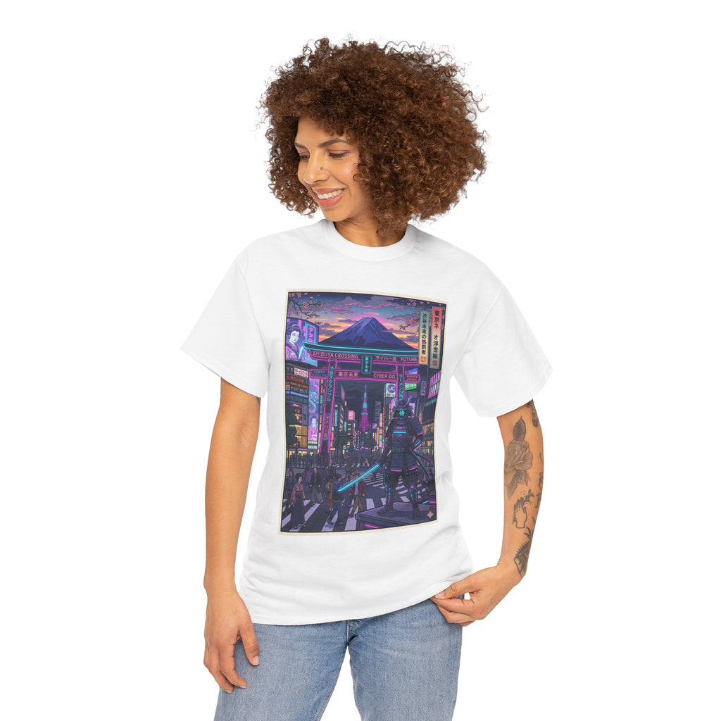 Cyberpunk Night Market T-Shirt — Neon Samurai Tokyo Streetwear