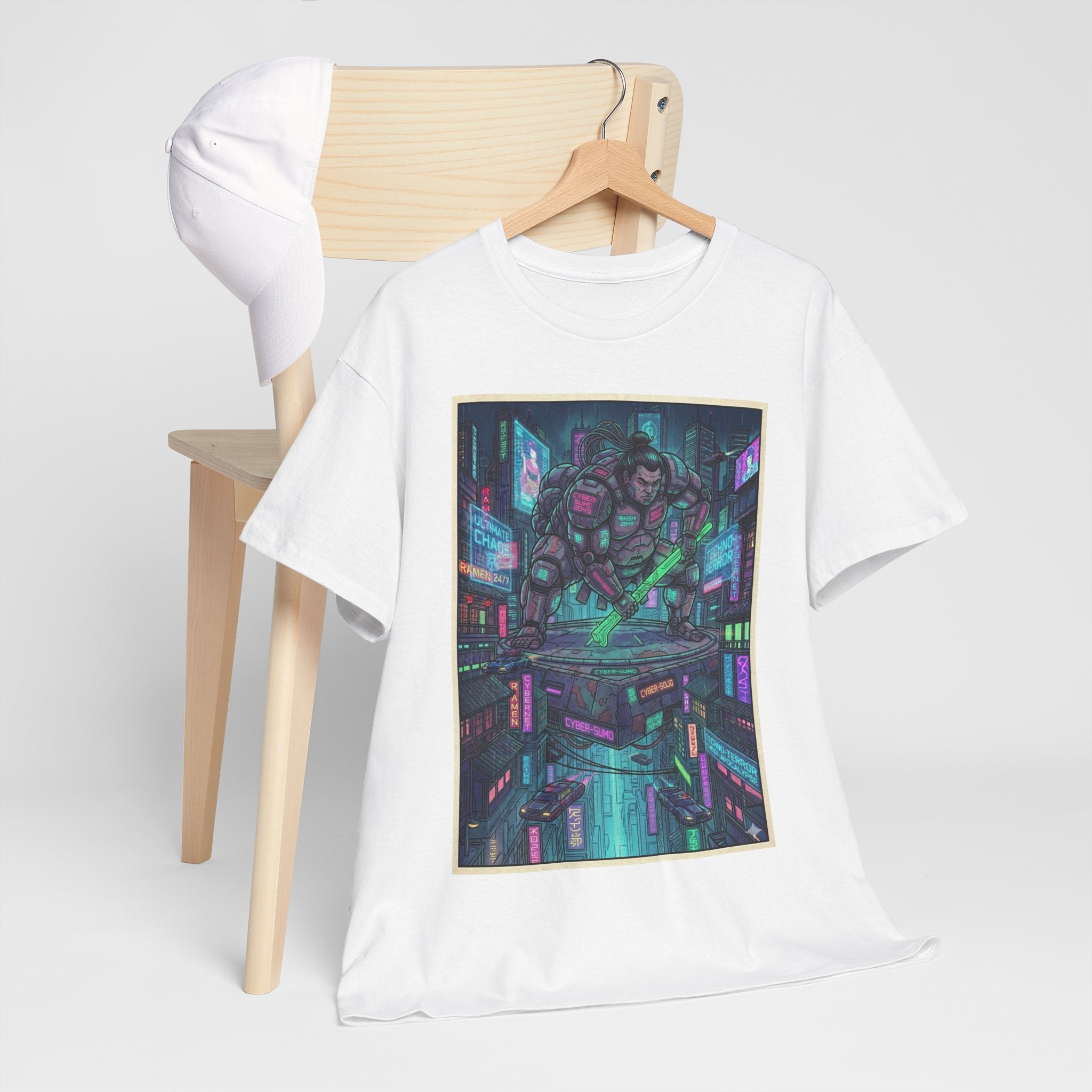 Cyberpunk City Gorilla Tee — Neon Futuristic Streetwear Graphic T-Shirt