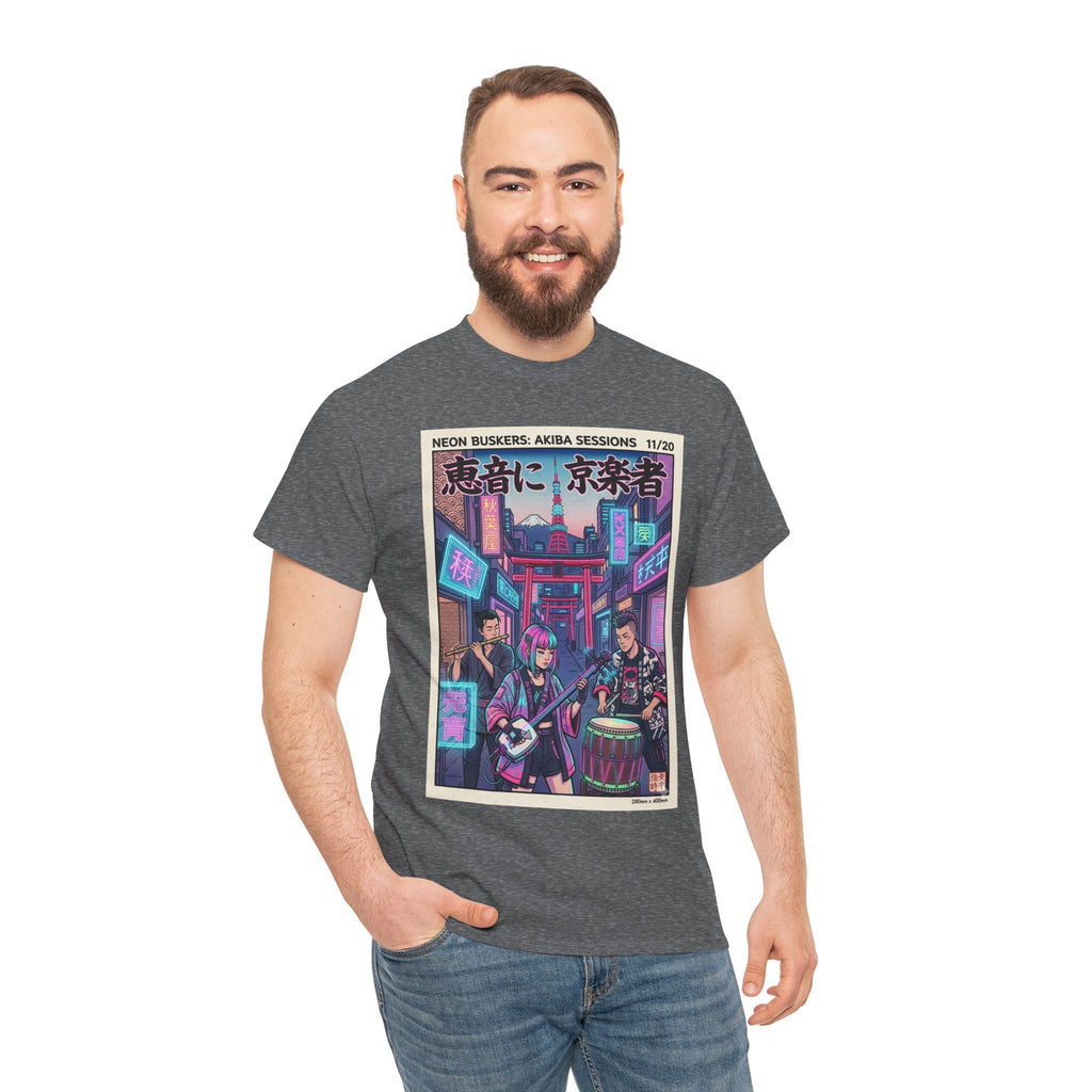 Japanese Night Market Band Tee — Neon Akiba Sessions Graphic T-Shirt