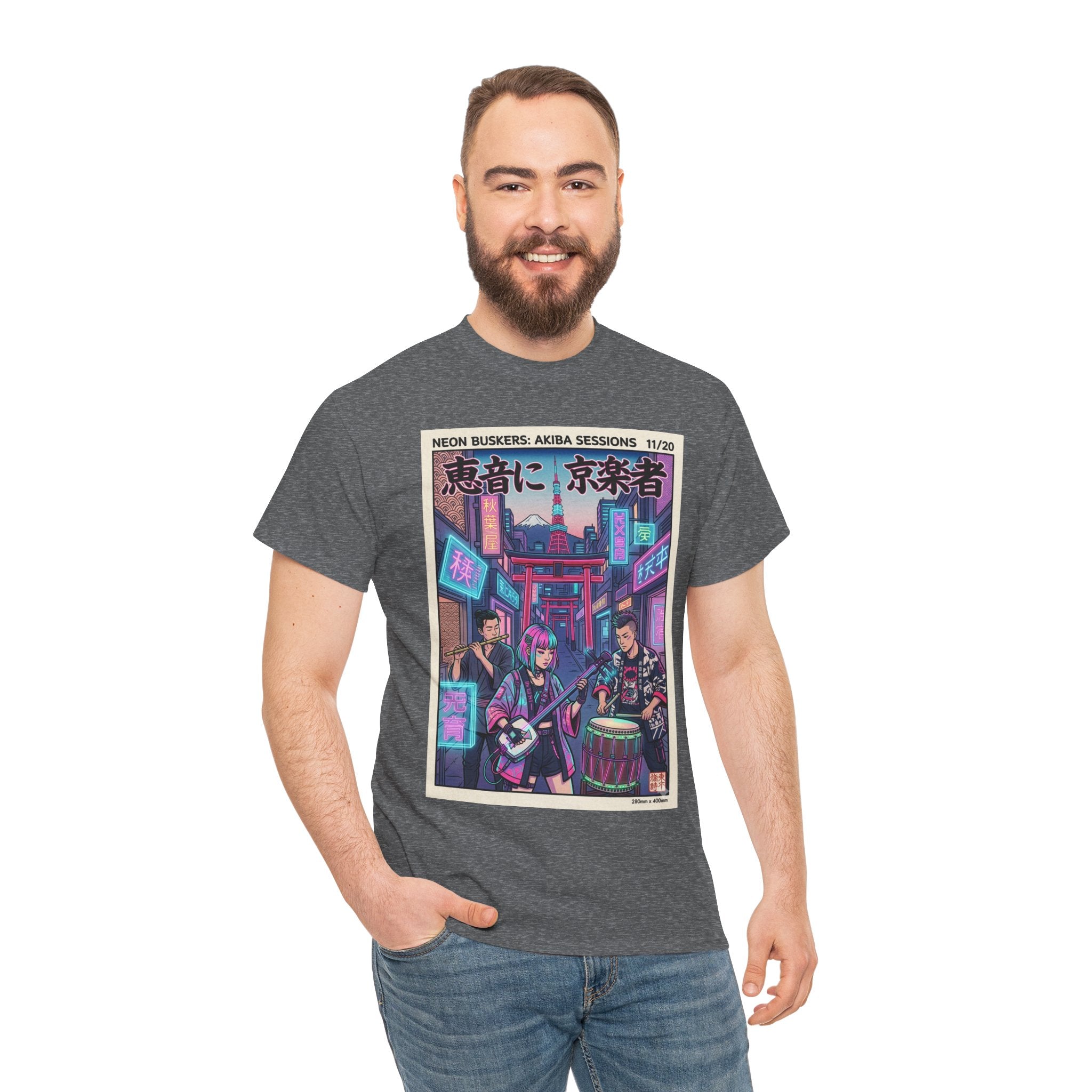 Japanese Night Market Band Tee — Neon Akiba Sessions Graphic T-Shirt