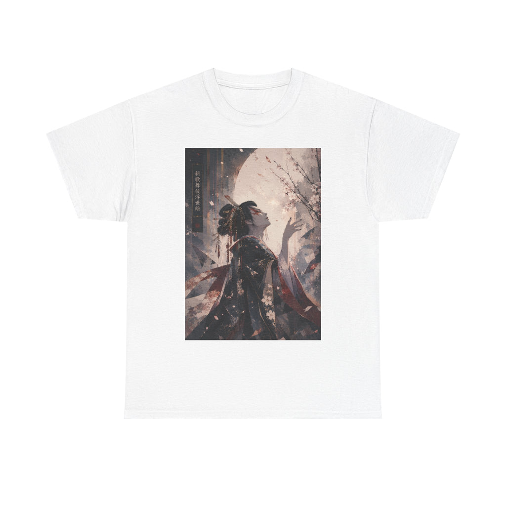 Geisha Moonlight Art Tee — Japanese Aesthetic Graphic T-Shirt