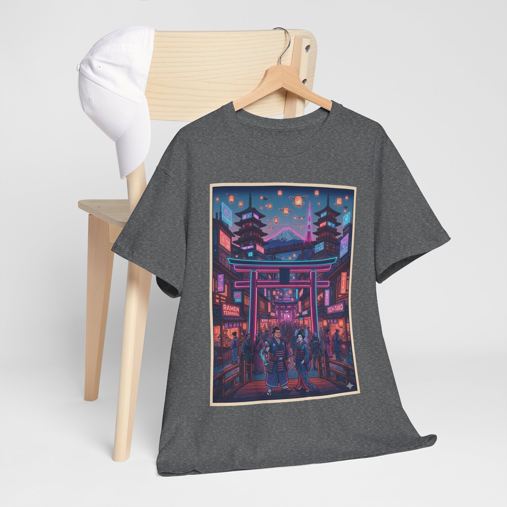 Japanese Night Market Tee — Neon Torii Shrine Streetwear
