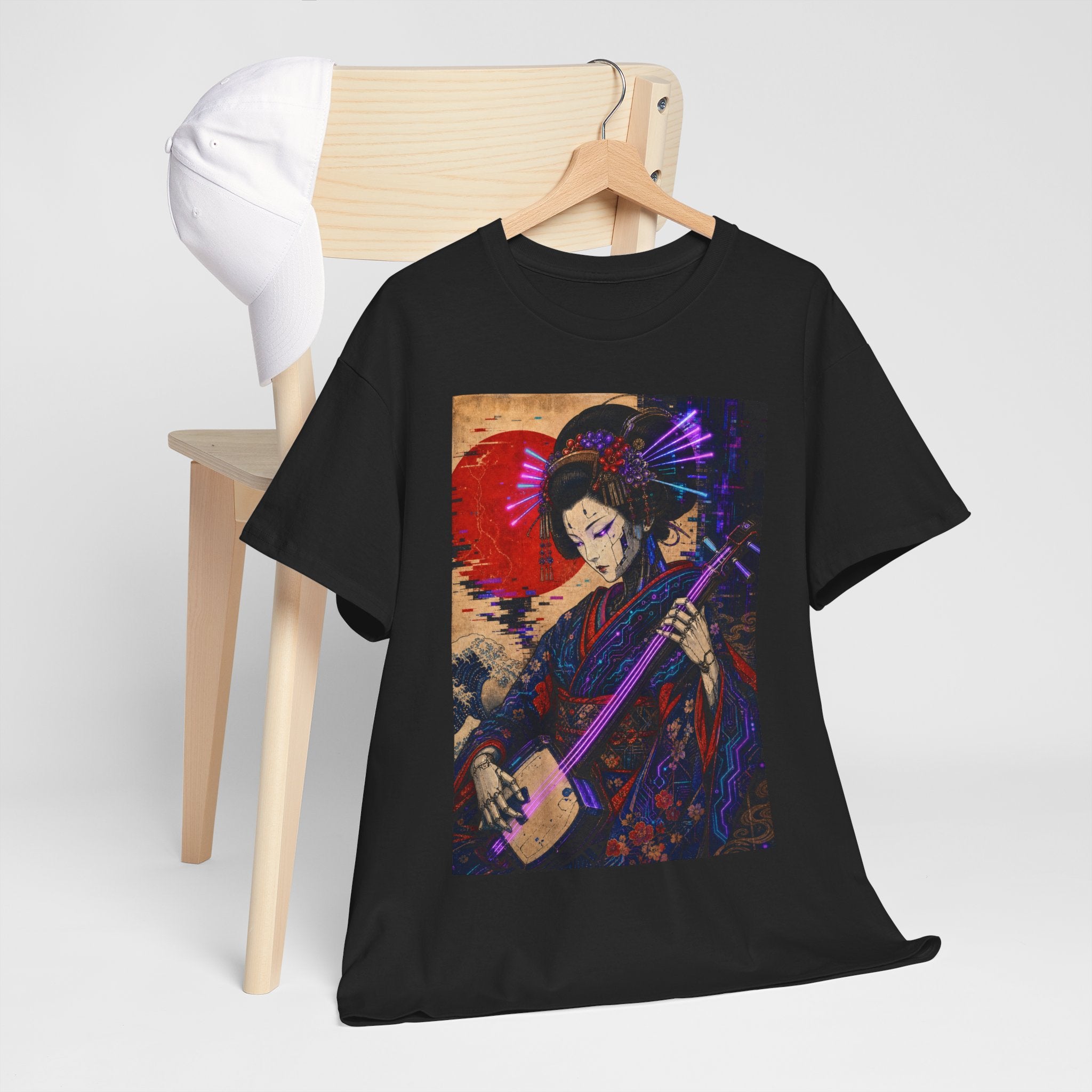 Geisha Musician Graphic Tee — Vintage Japanese Shamisen Art T-Shirt