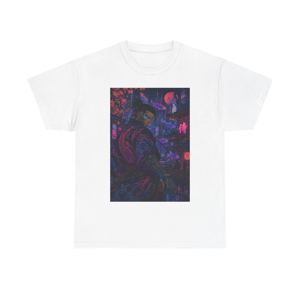 Cyberpunk Samurai T‑Shirt – Neon Night Streetwear Graphic Tee