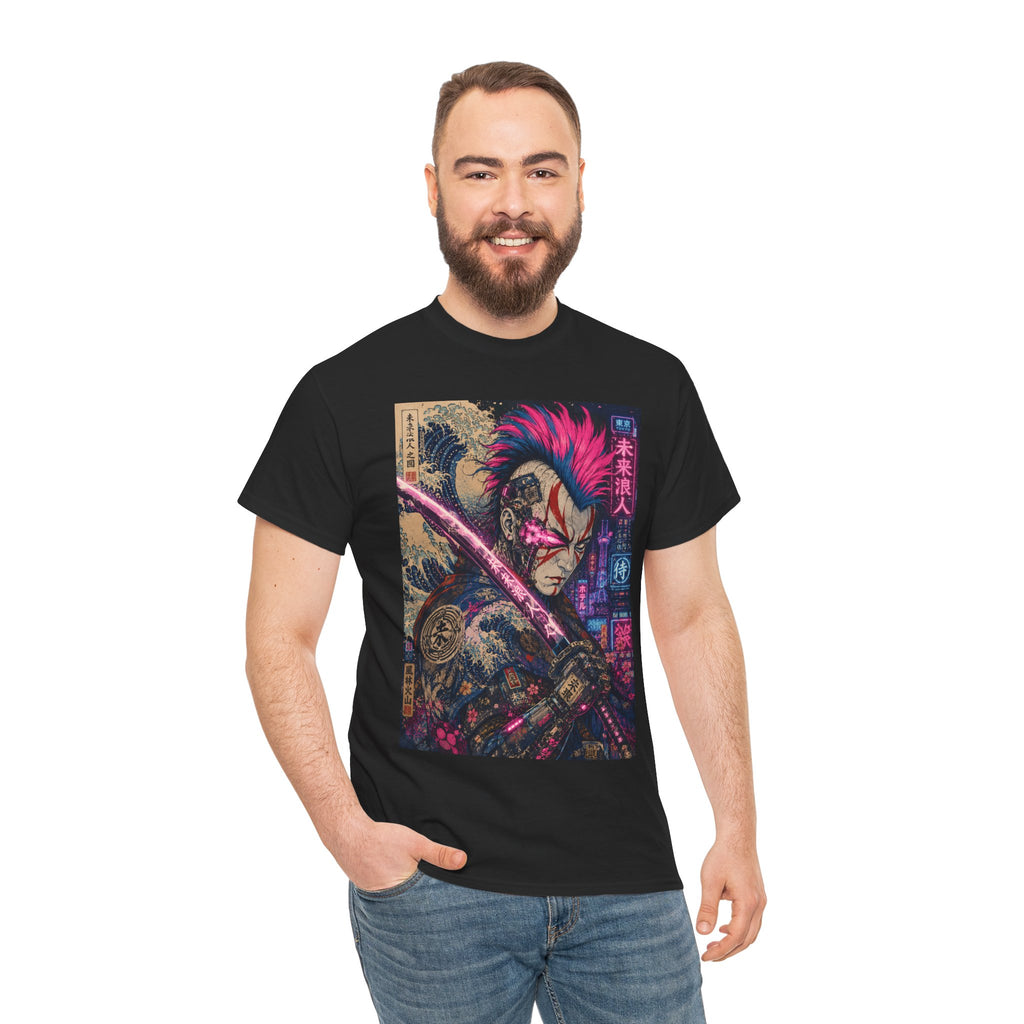 Graphic Tee — Neon Samurai Street Art Shirt - Japanese Streetwear T-Shirt | Tokyo Style X
