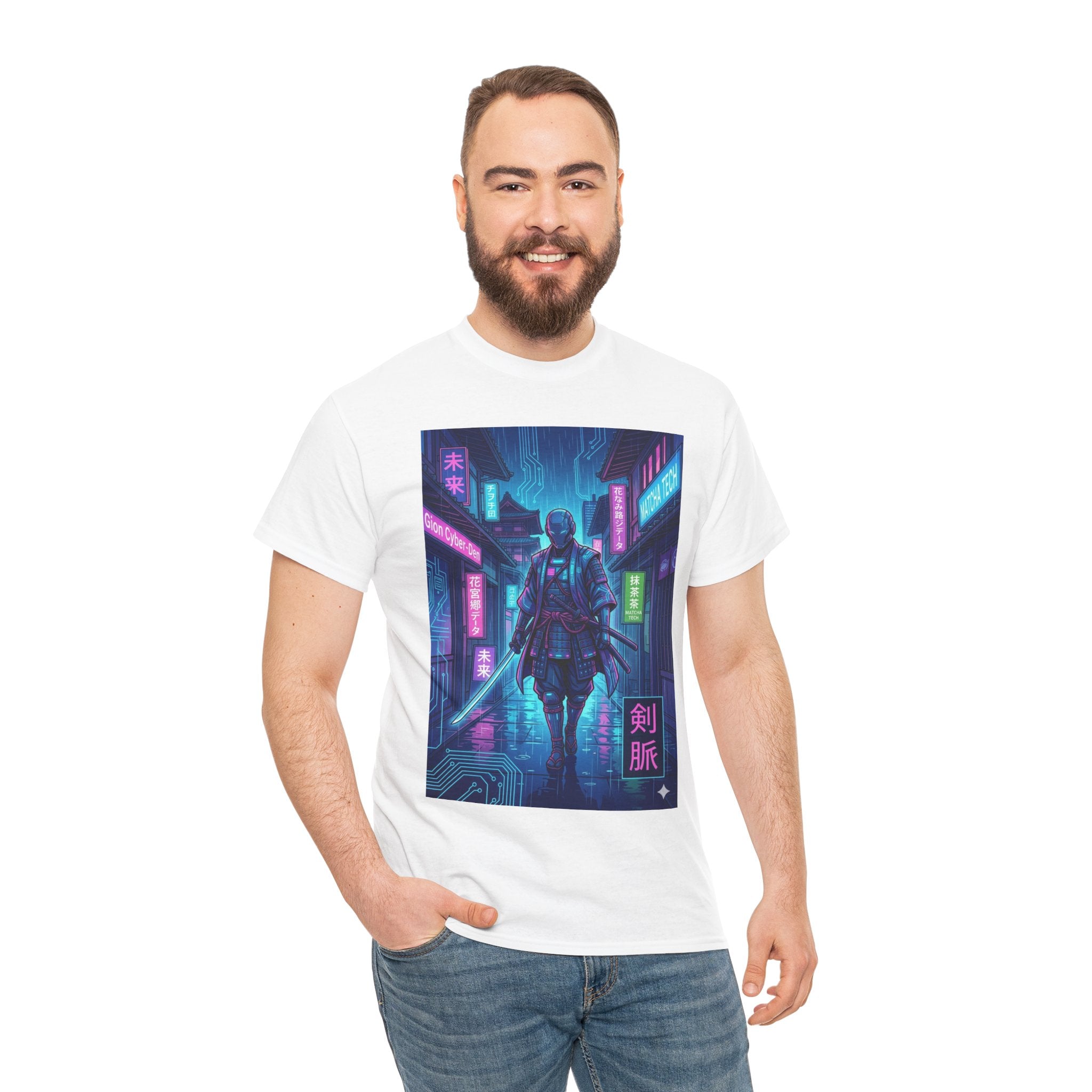 Cyberpunk Samurai T-Shirt — Neon Blade Urban Streetwear