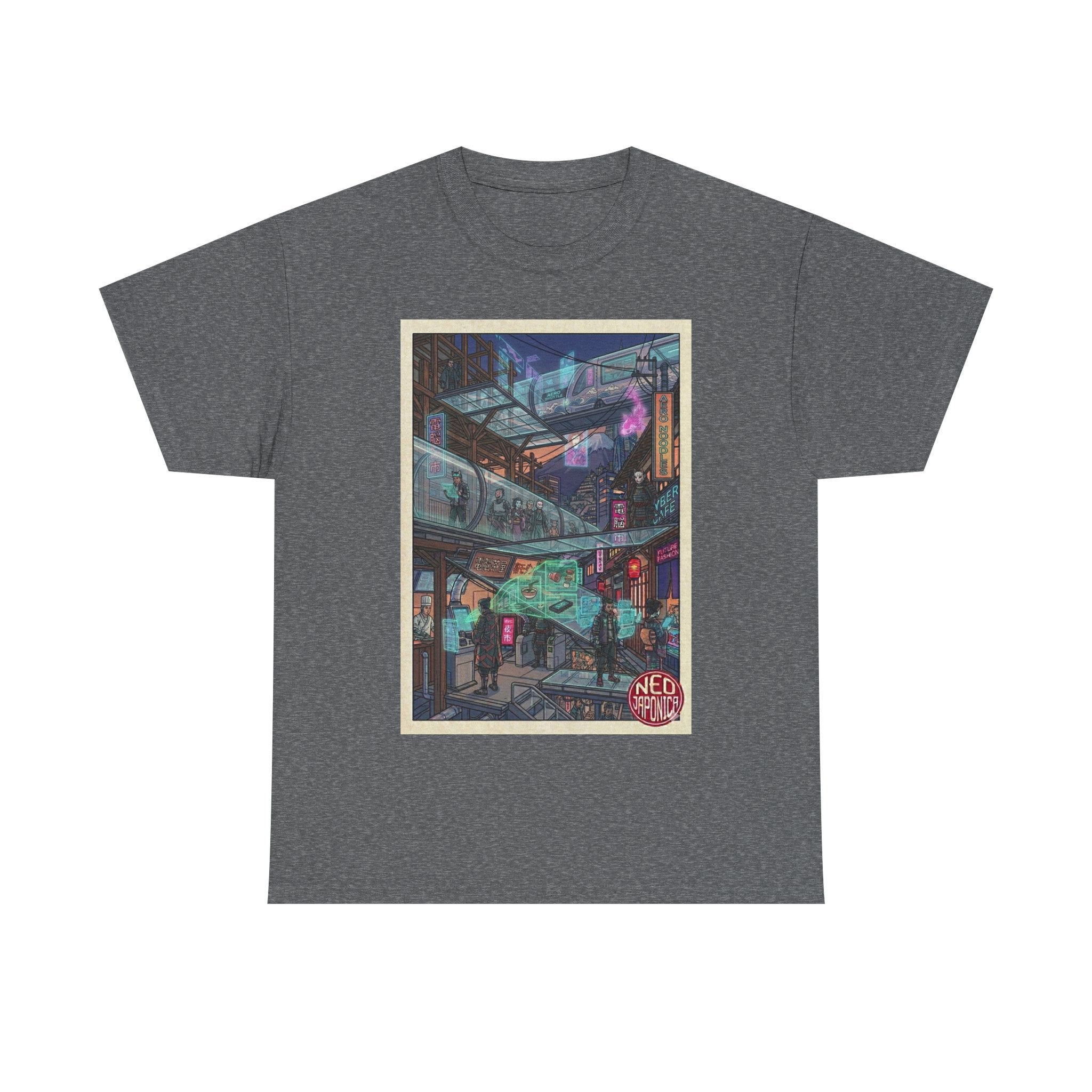 Cyberpunk Cityscape T-Shirt — Neon Alley Urban Art Tee - Japanese Streetwear T-Shirt | Tokyo Style X