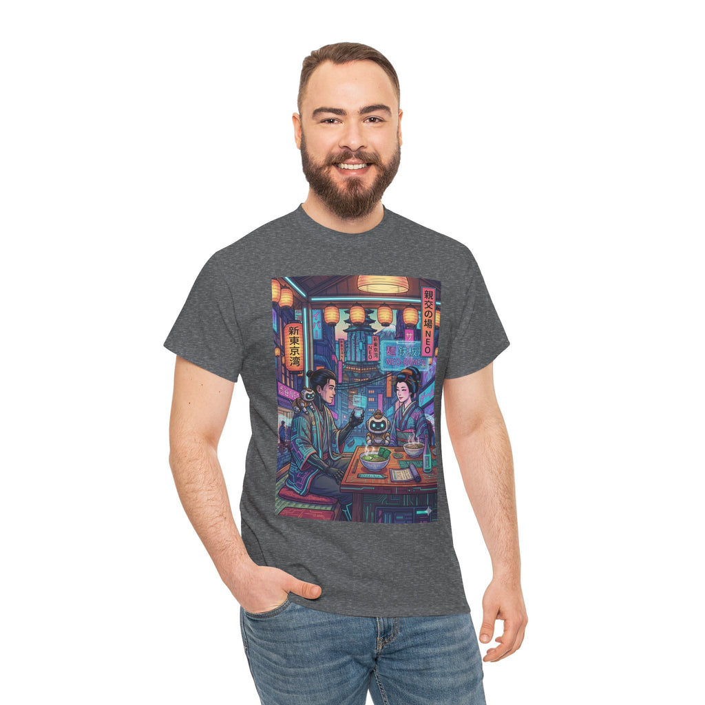 Cyberpunk Ramen Date T‑Shirt — Neon Night City Anime Streetwear - Japanese Streetwear T-Shirt | Tokyo Style X
