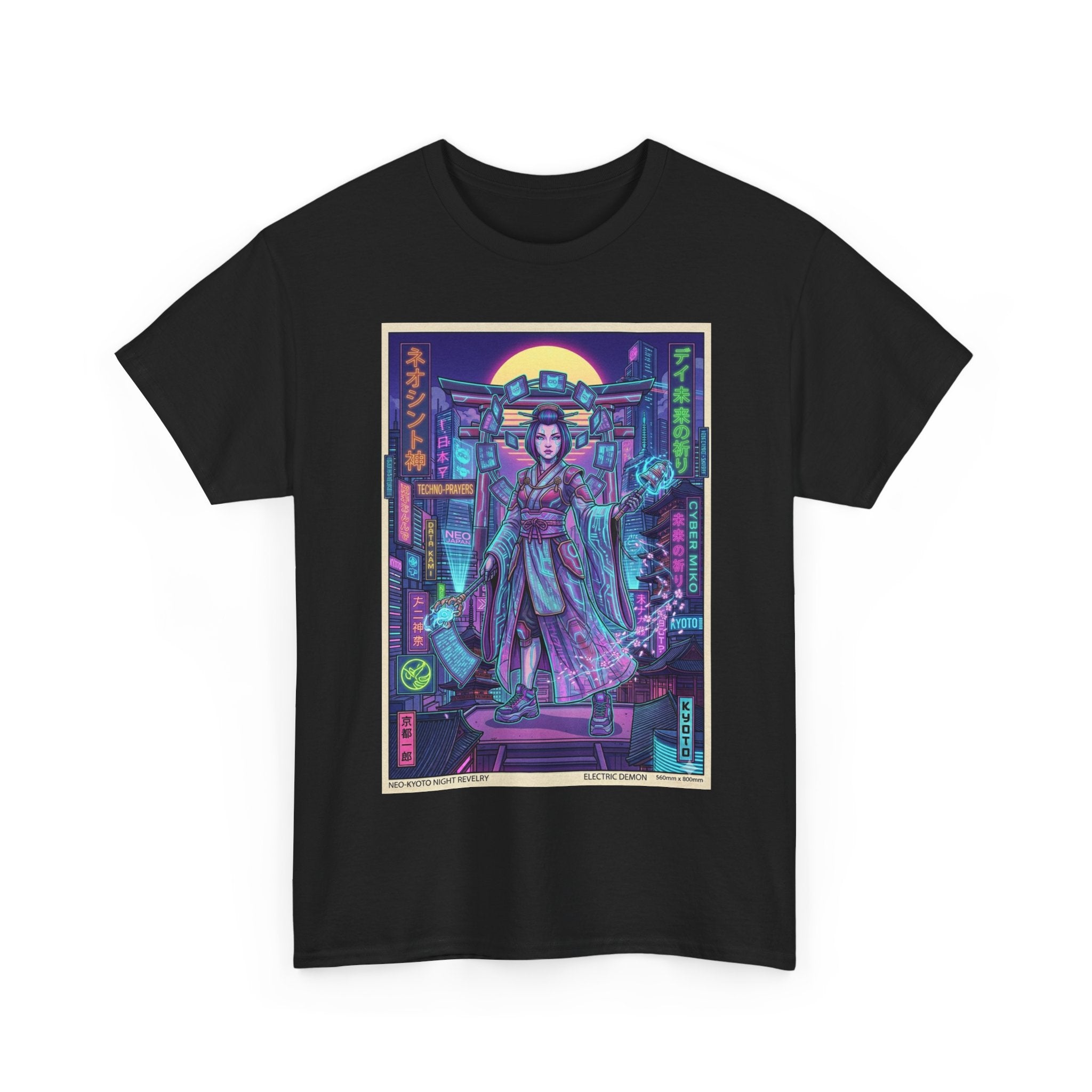 Geisha Cyberpunk T-Shirt — Neon Tokyo Night Graphic Tee - Japanese Streetwear T-Shirt | Tokyo Style X