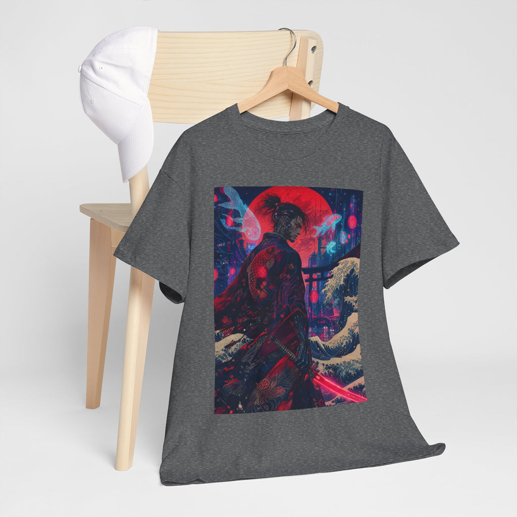 Cyber Samurai Tee — Neon Retro Anime Graphic T-Shirt