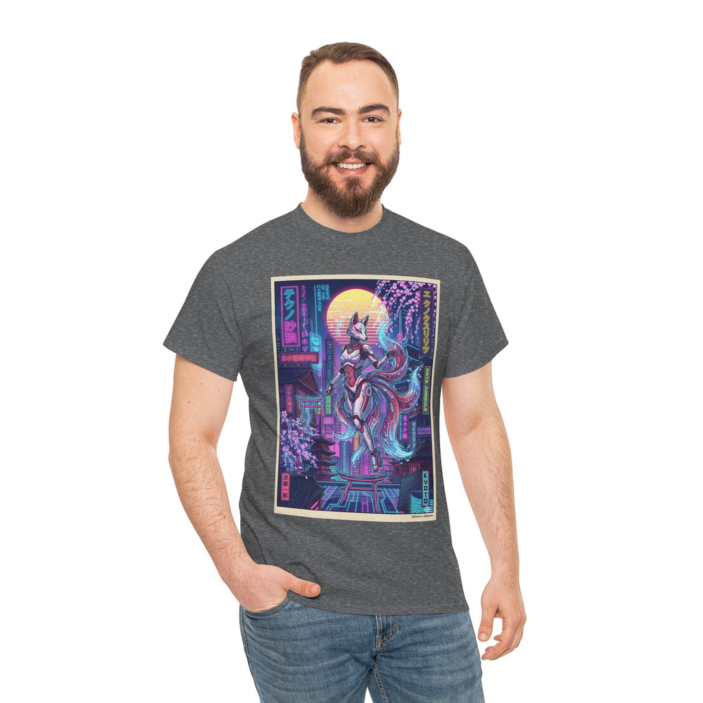 Cyberpunk Kitsune T-Shirt — Neon Japan Fox Spirit Tee - Japanese Streetwear T-Shirt | Tokyo Style X