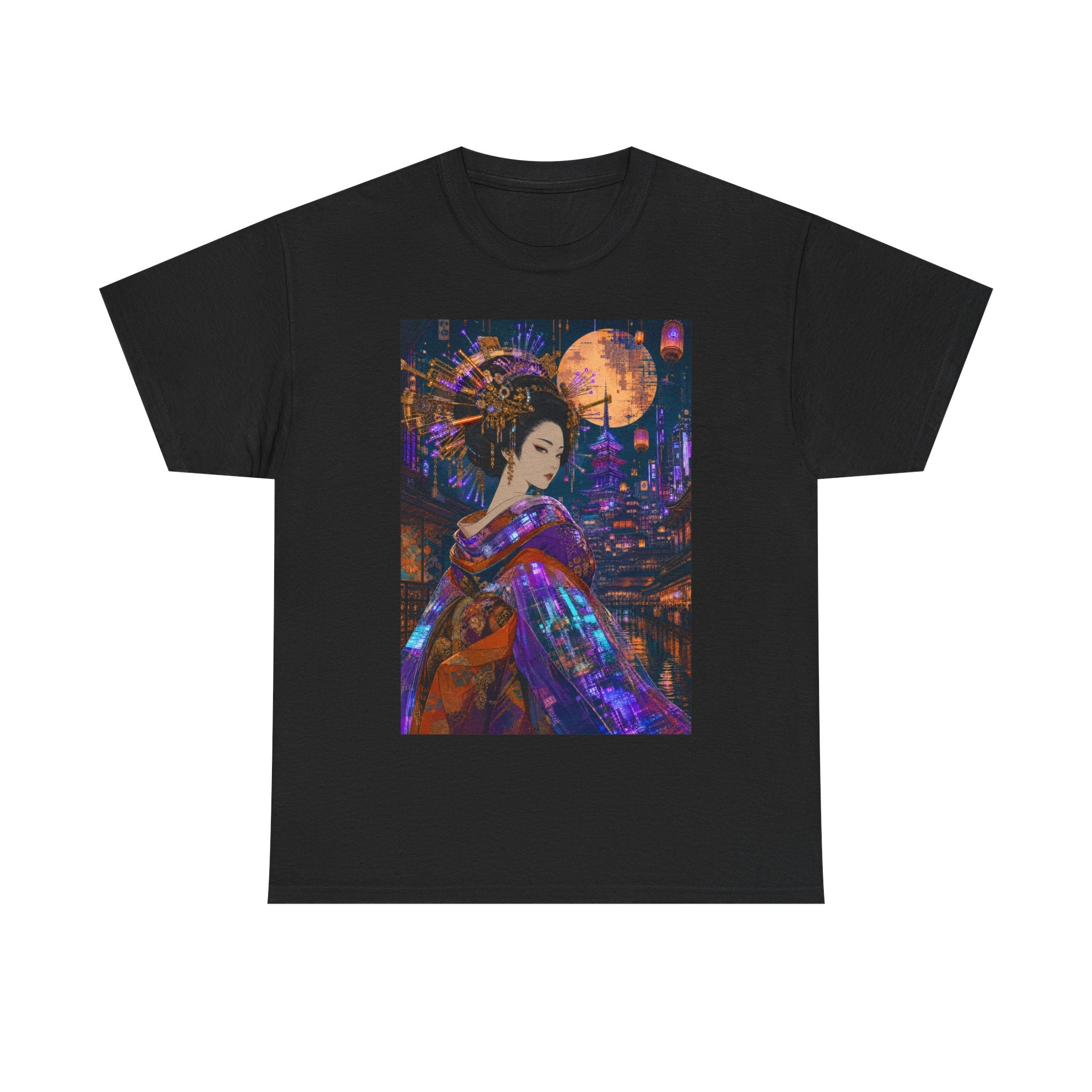 Geisha Nightscape T-Shirt — Neon Moon Japanese Kimono Art Tee