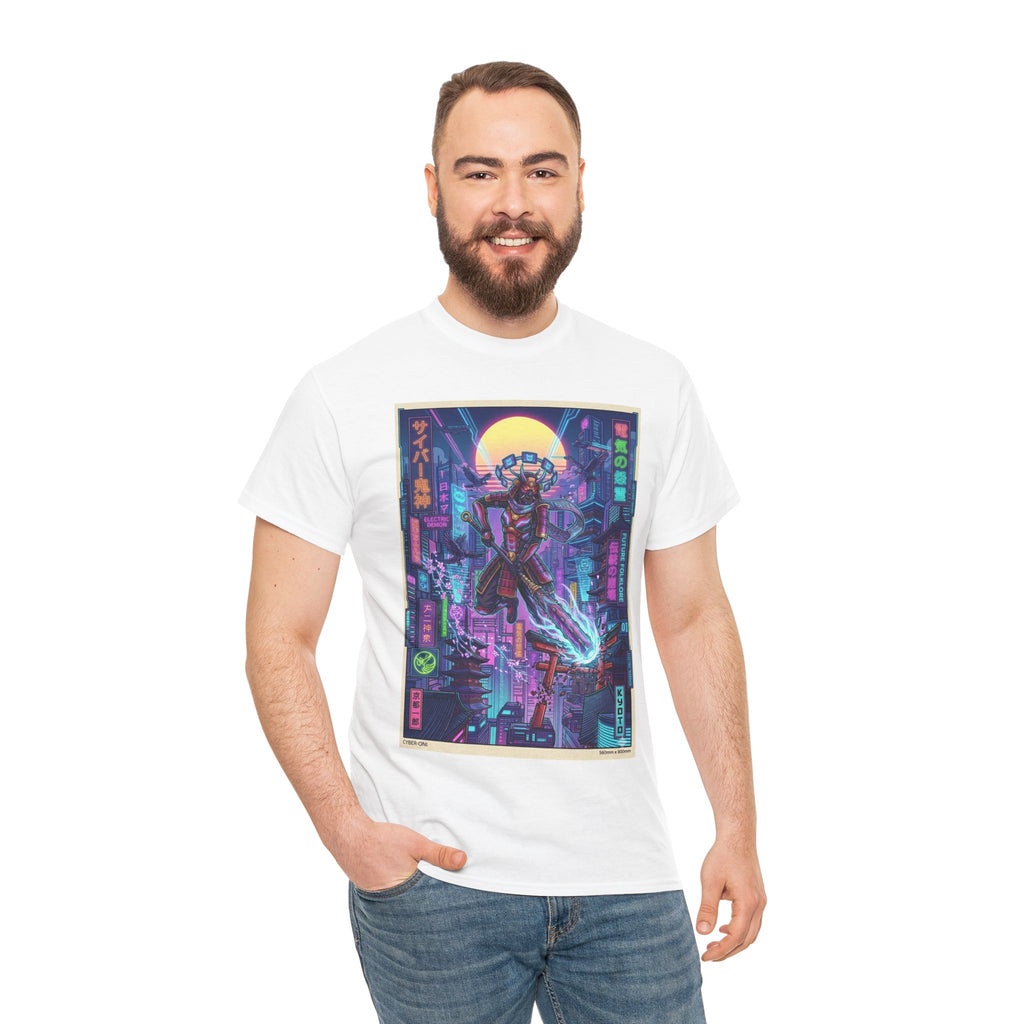 Cyberpunk Samurai T-Shirt — Neon Tokyo Street Art Tee - Japanese Streetwear T-Shirt | Tokyo Style X