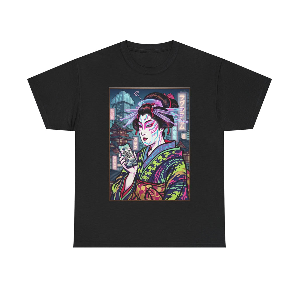 Geisha Cyberpunk T-Shirt — Neon Ukiyo-e Art Tee