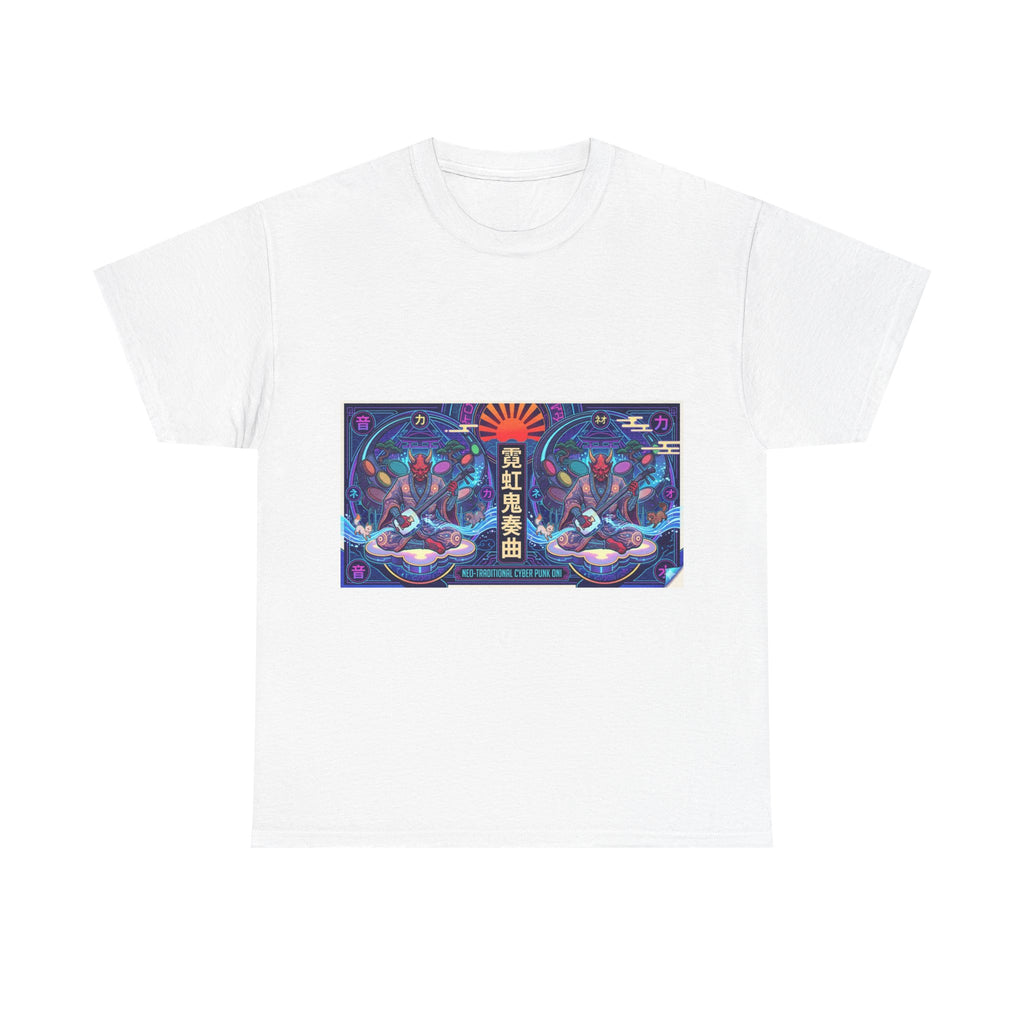 Graphic Tee — Neon Lotus Meditation Design (Japanese Text)