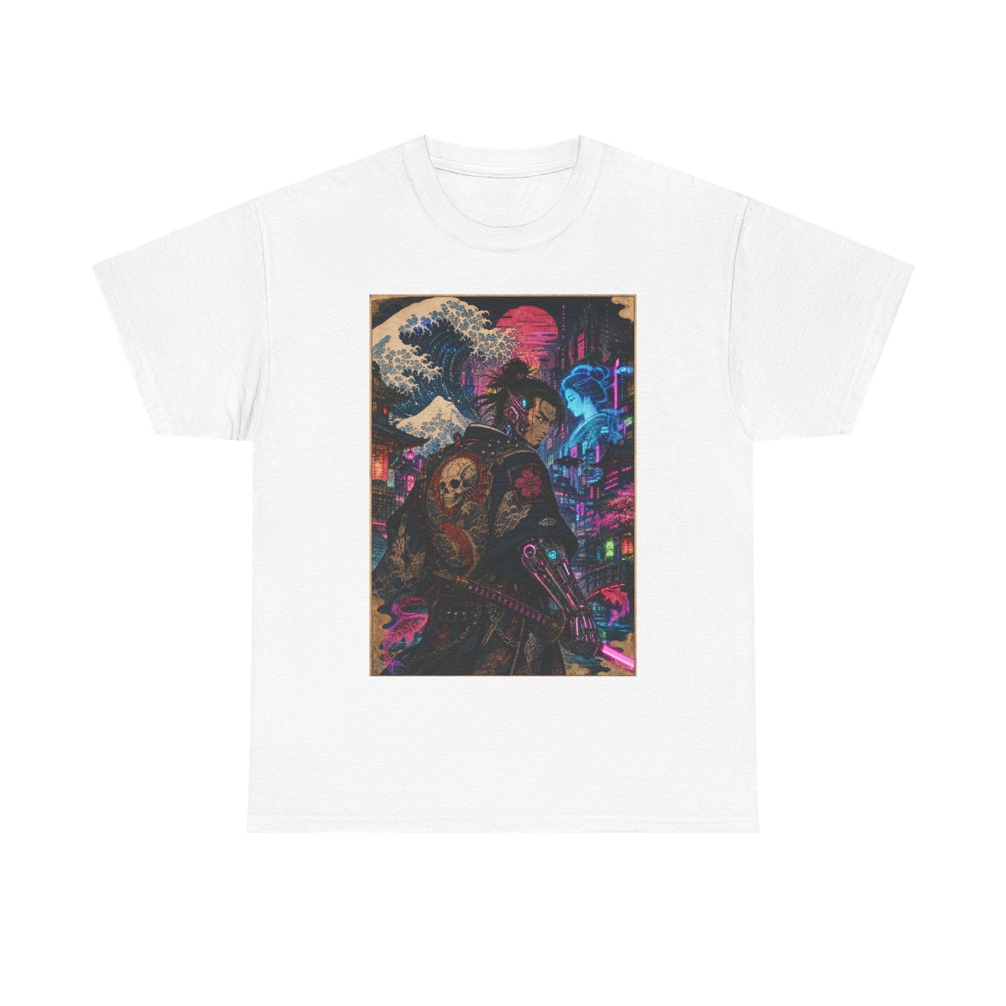 Cyberpunk Samurai T-Shirt — Neon Tokyo Wave Graphic Tee - Japanese Streetwear T-Shirt | Tokyo Style X