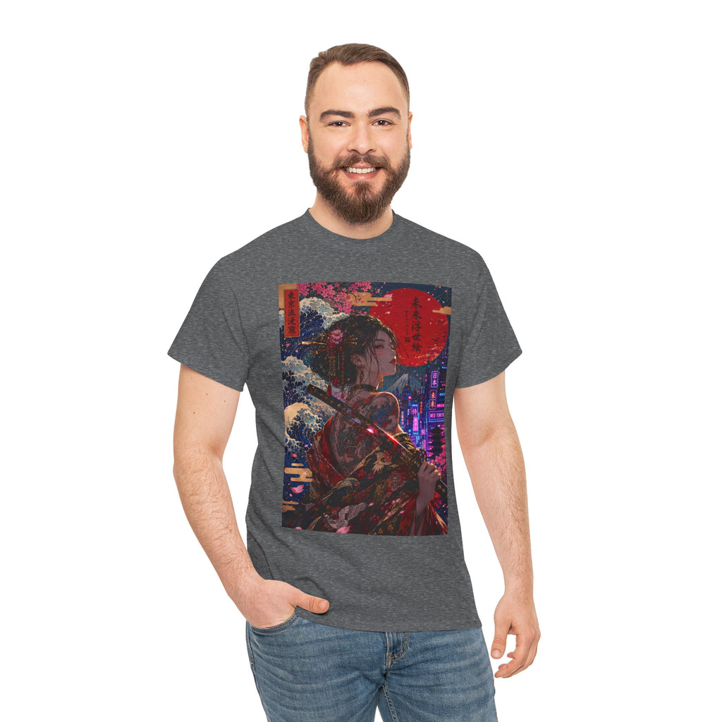 Cyberpunk Geisha T-Shirt — Neon Samurai Art Tee