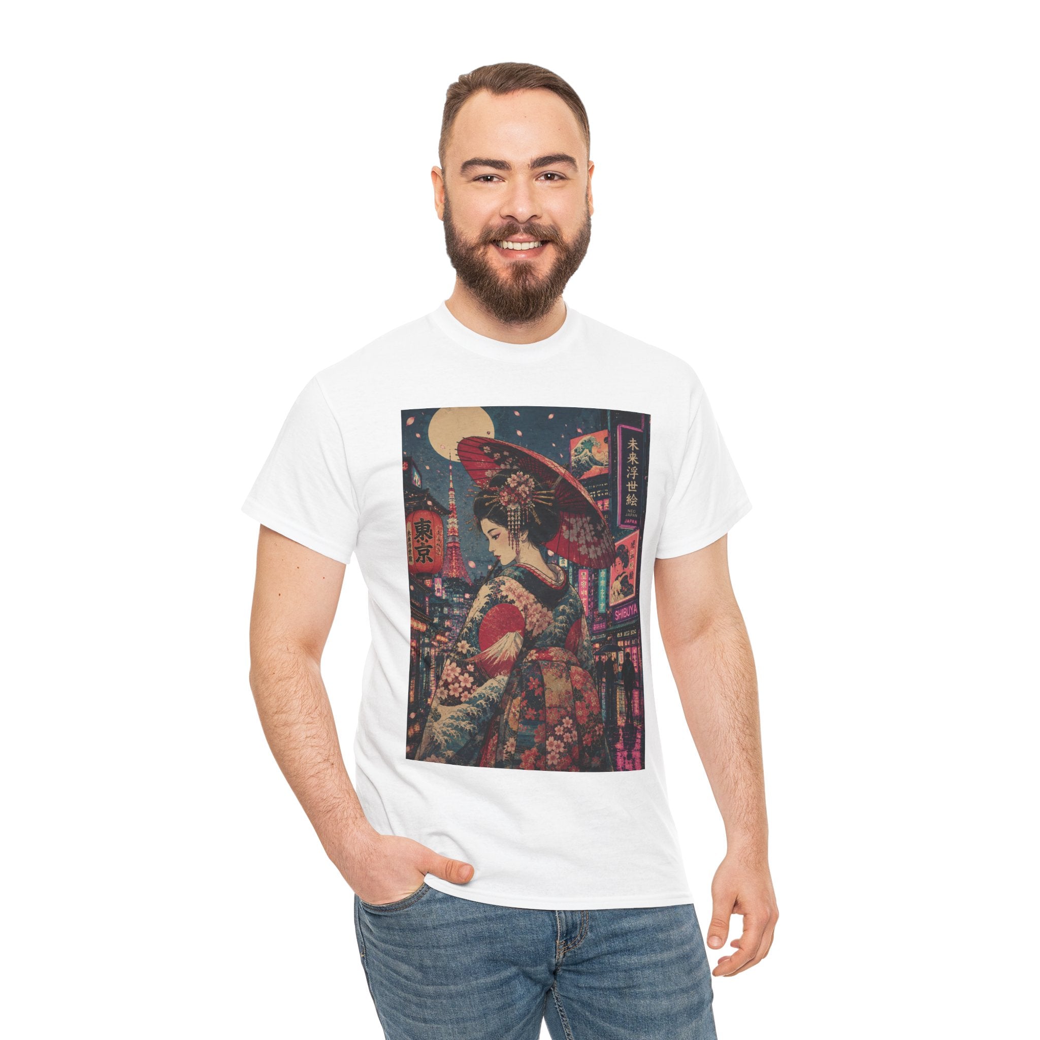 Geisha Nightstreet T‑Shirt — Vintage Japanese Cityscape Graphic Tee