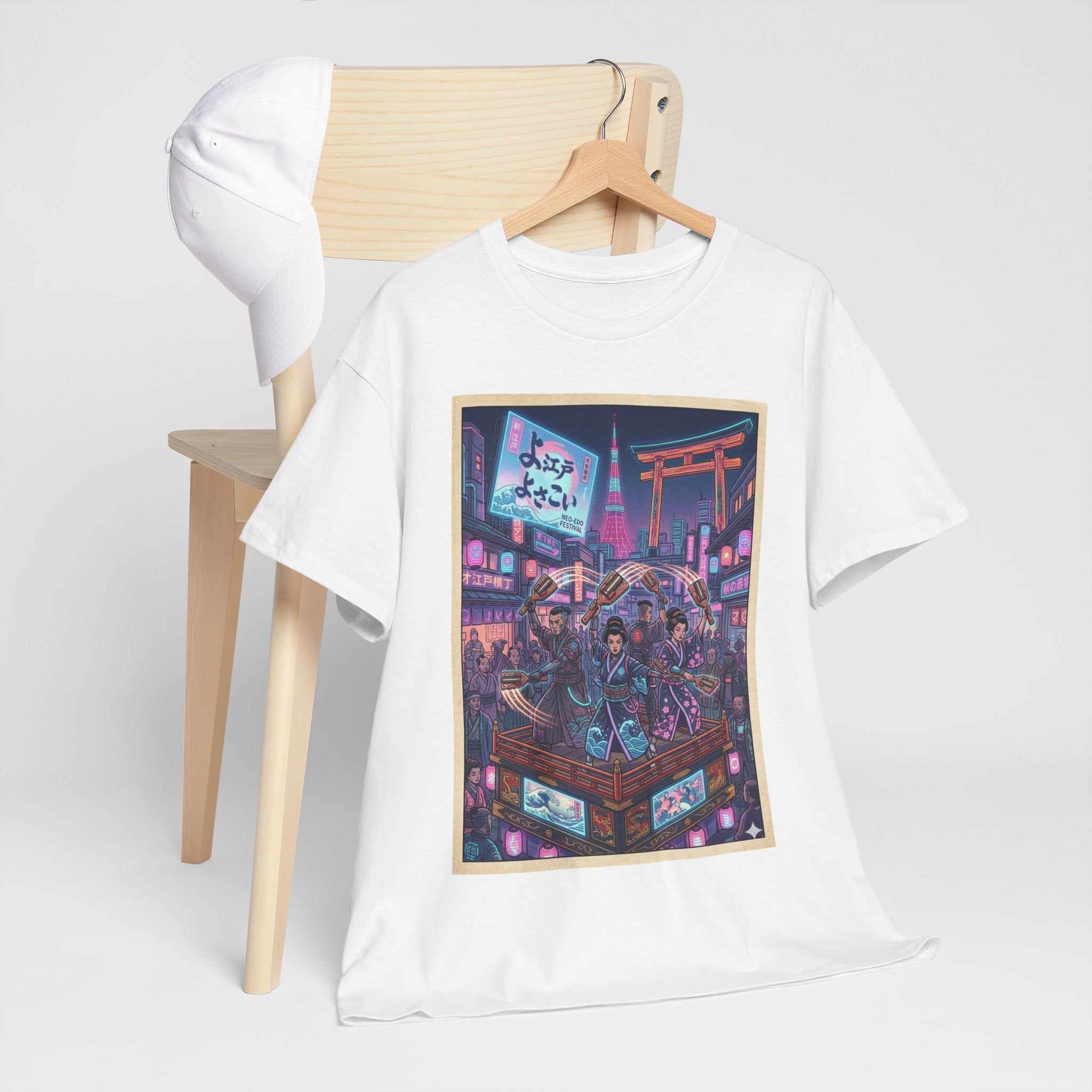 Anime Cyberpunk City T-Shirt — Neon Tokyo Street Scene