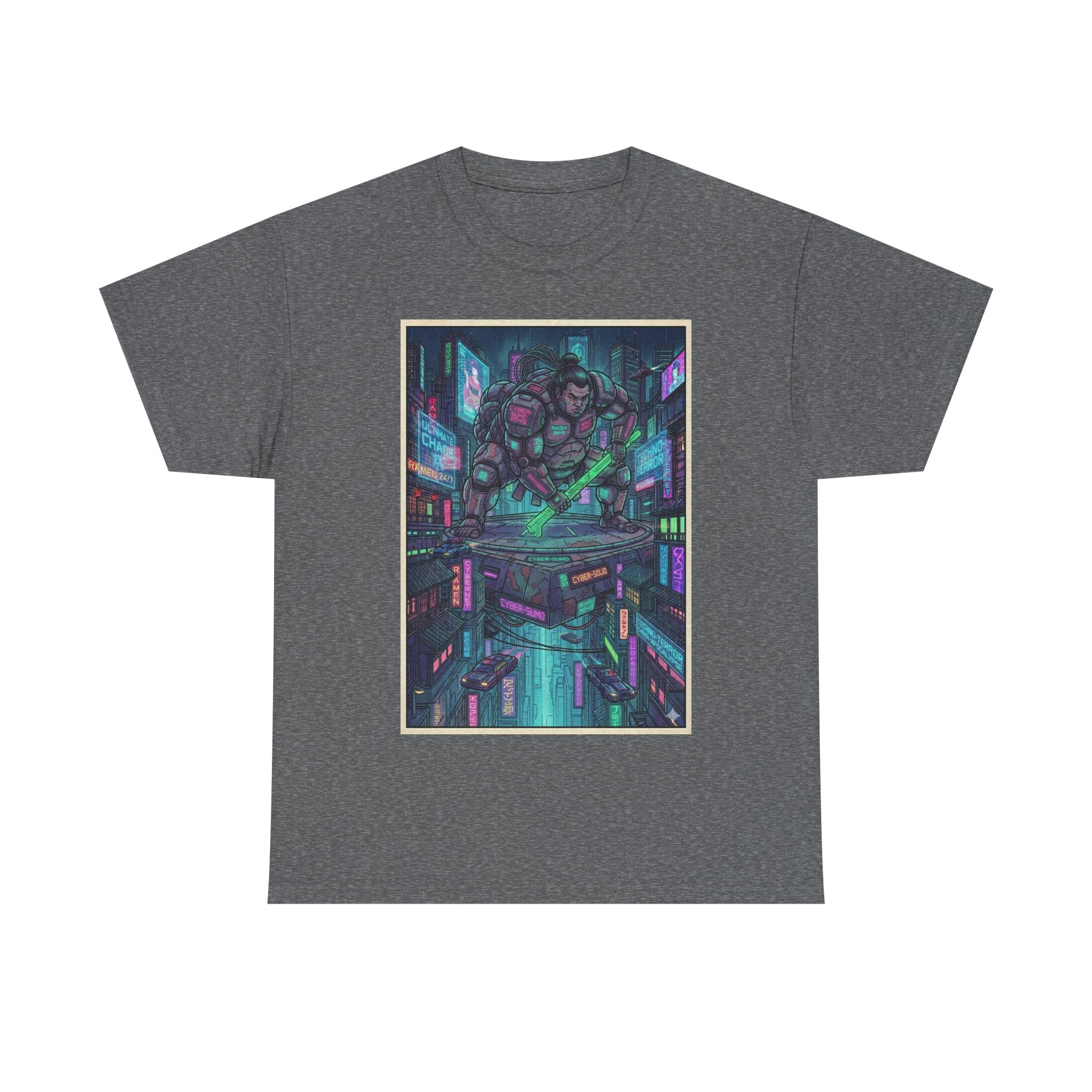 Cyberpunk City Gorilla Tee — Neon Futuristic Streetwear Graphic T-Shirt