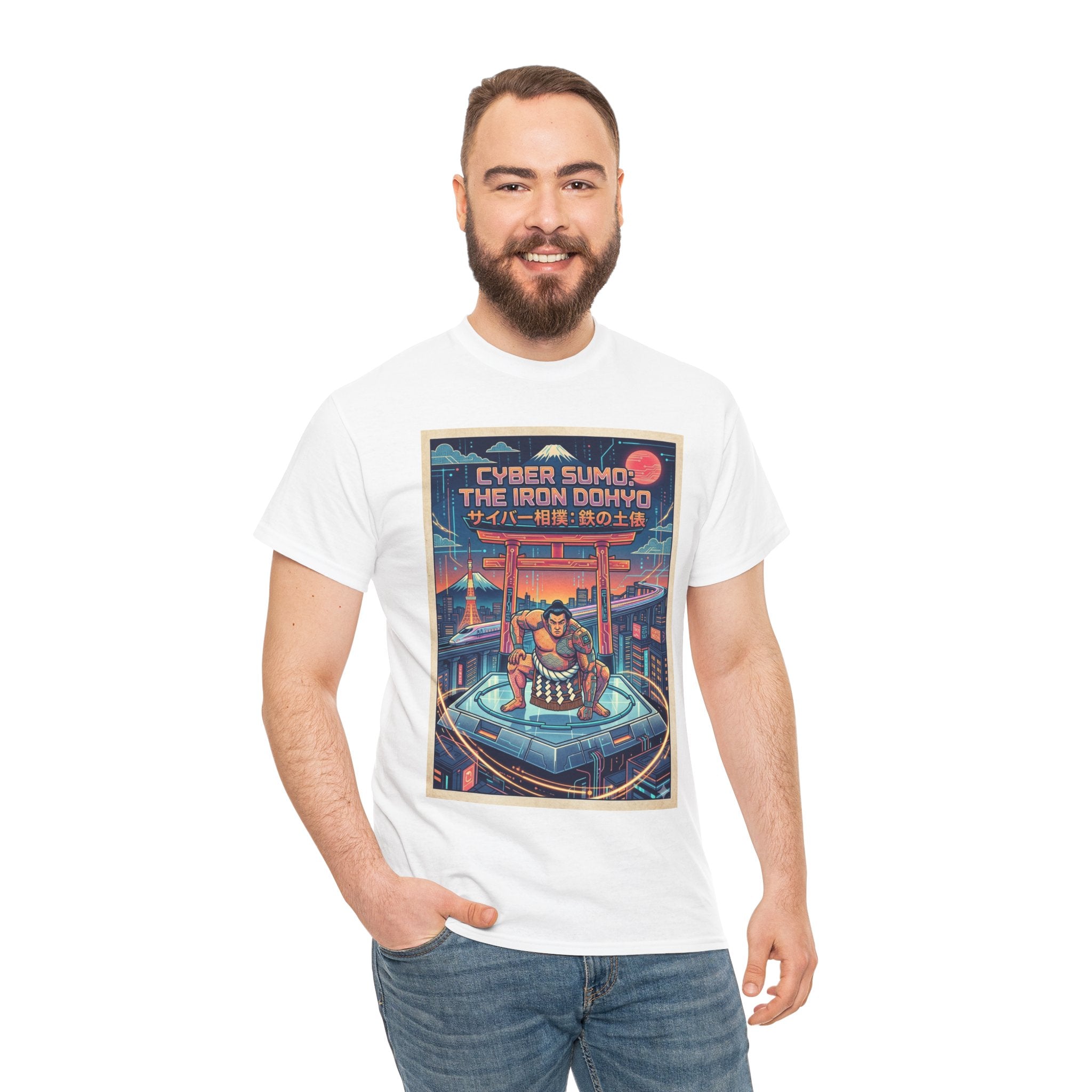 Cyber Sumo Tee — The Iron Dohyo Retro Futuristic Japanese Wrestling Graphic Shirt