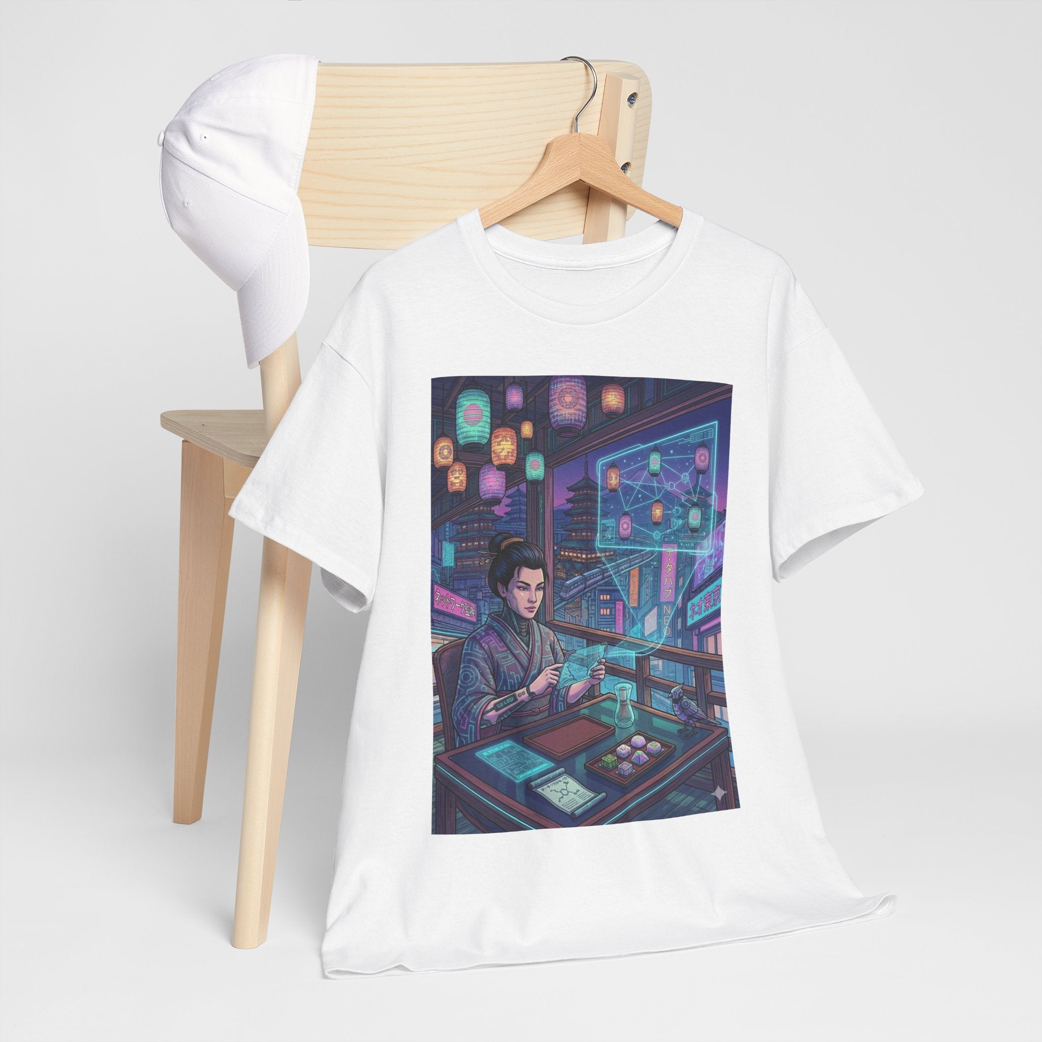 Cyberpunk Programmer Tee — Neon Night City Tech Art T-Shirt - Japanese Streetwear T-Shirt | Tokyo Style X