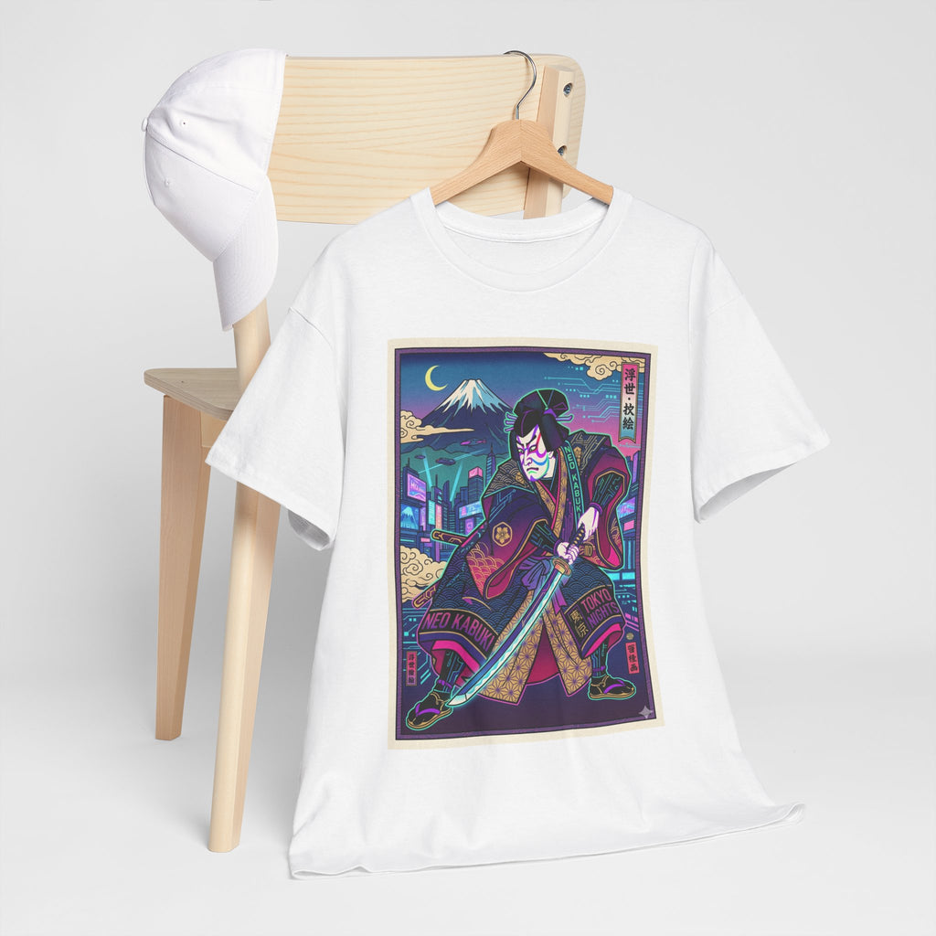 Samurai Night T-Shirt — Neon Ukiyo-e Sword Art Tee - Japanese Streetwear T-Shirt | Tokyo Style X