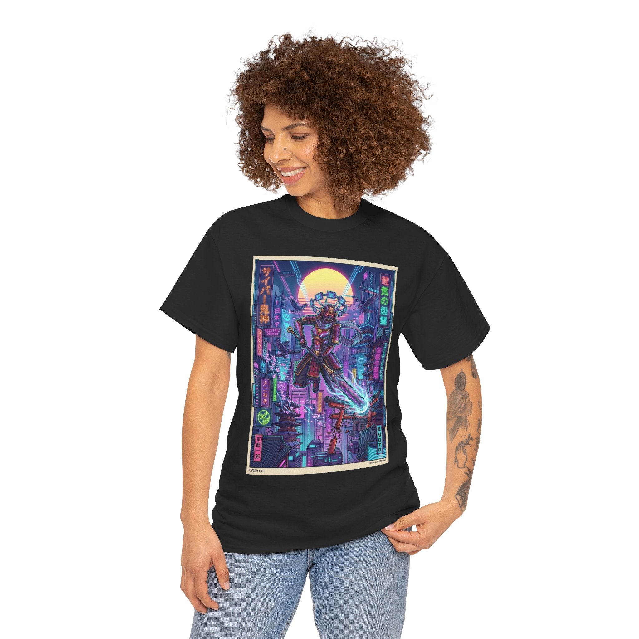 Cyberpunk Samurai T-Shirt — Neon Tokyo Street Art Tee - Japanese Streetwear T-Shirt | Tokyo Style X