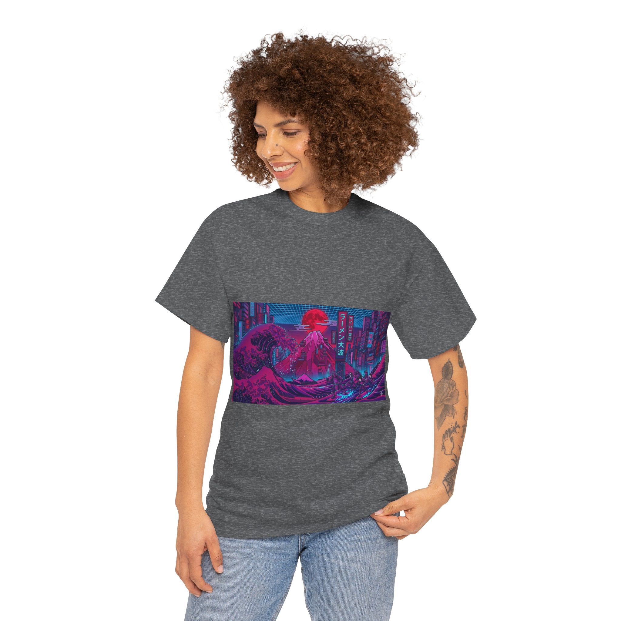 Cyberpunk Cityscape T‑Shirt — Neon Samurai Retro Wave Tee