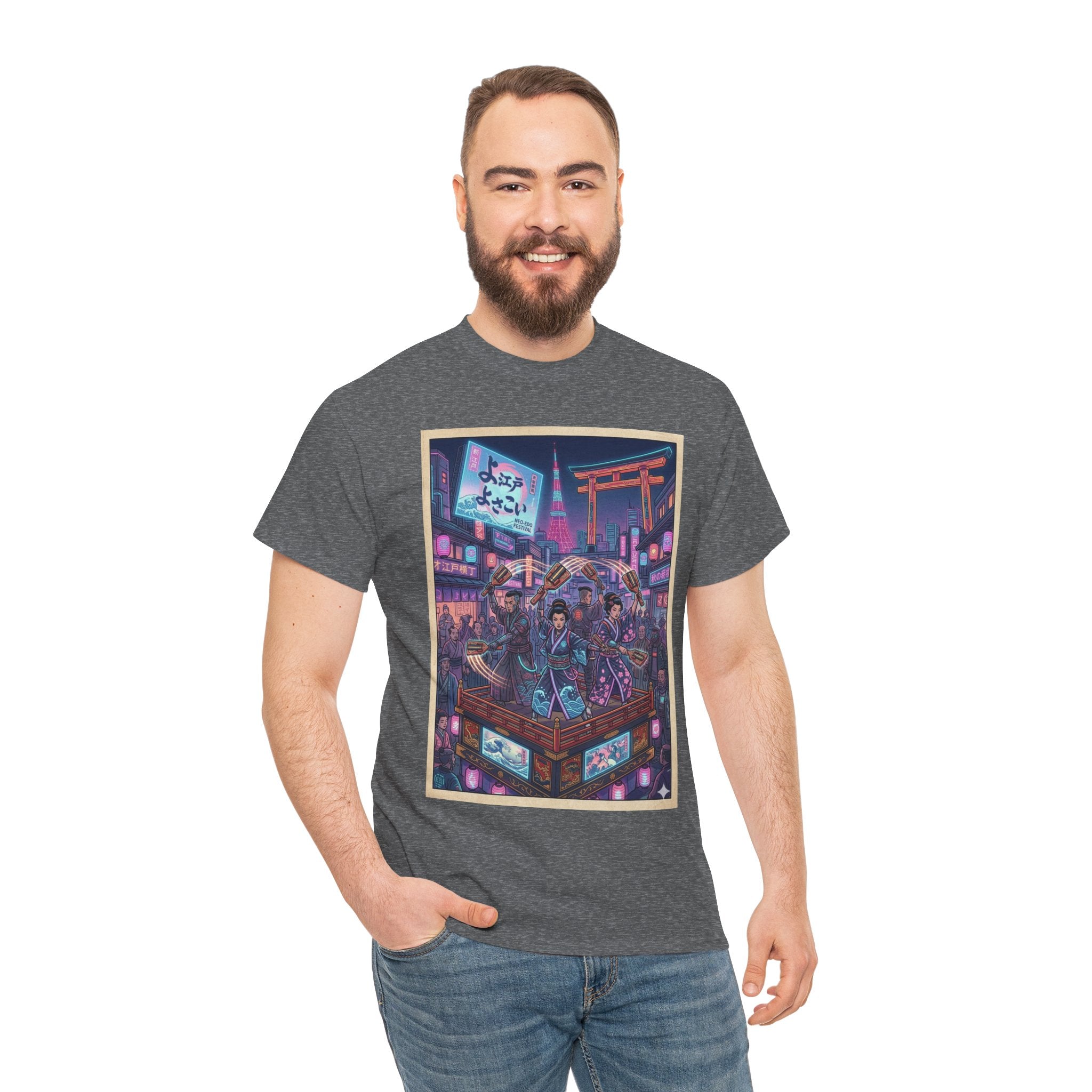 Anime Cyberpunk City T-Shirt — Neon Tokyo Street Scene
