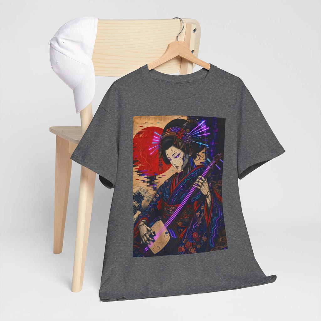 Geisha Musician Graphic Tee — Vintage Japanese Shamisen Art T-Shirt