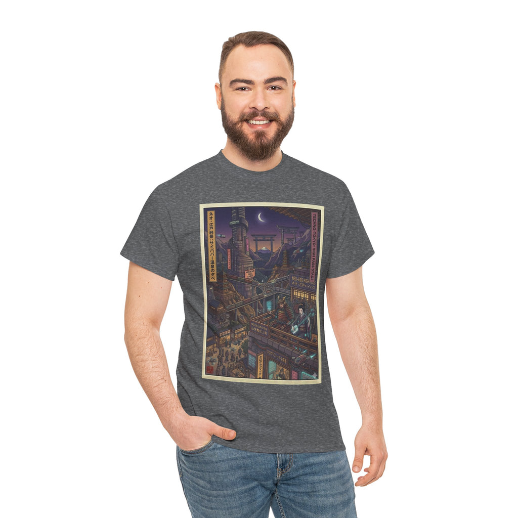 City of Lanterns Nightscape Tee — Cyberpunk Illustration T-Shirt - Japanese Streetwear T-Shirt | Tokyo Style X