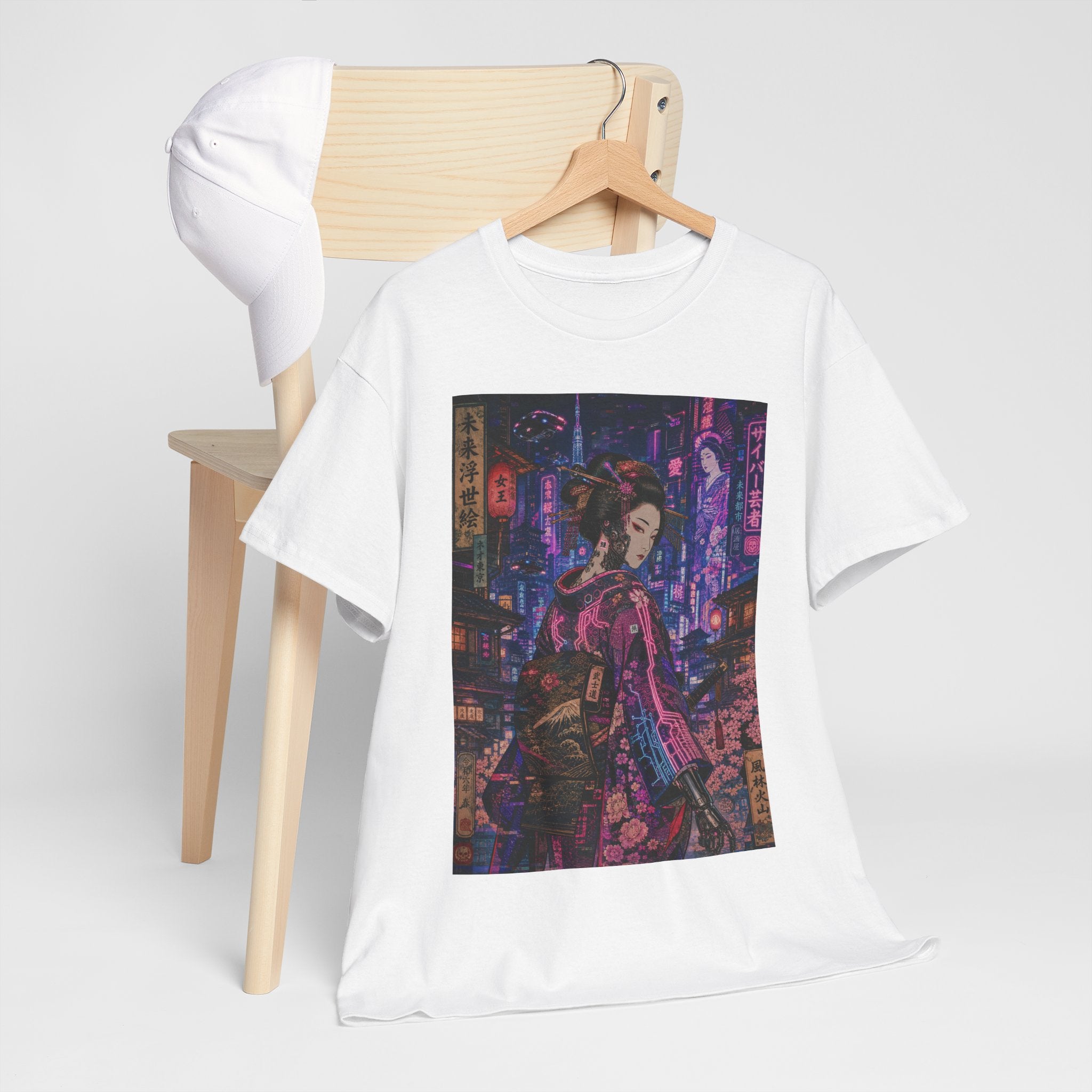 Cyberpunk Geisha Tee — Neon Tokyo Anime Streetwear