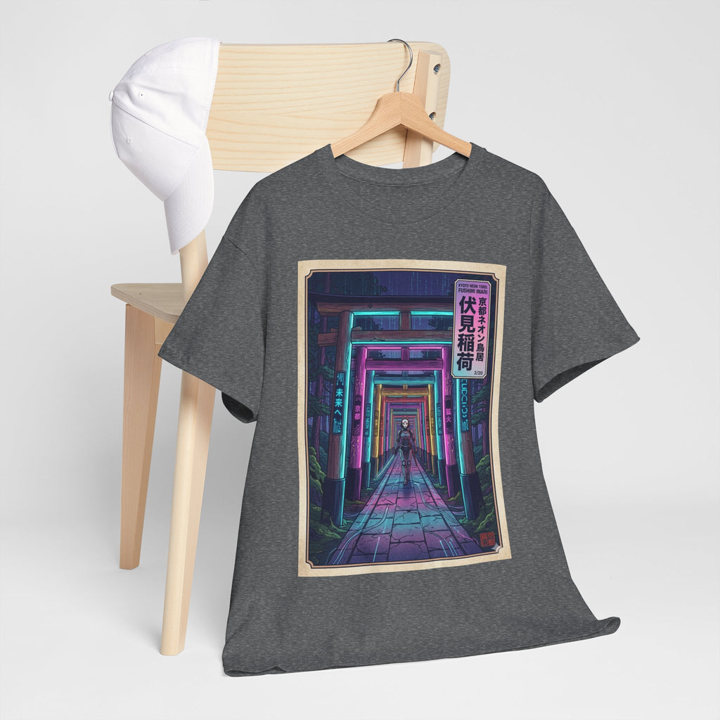 Neon Torii Gate Tee — Vaporwave Fushimi Inari Tunnel Graphic T-Shirt