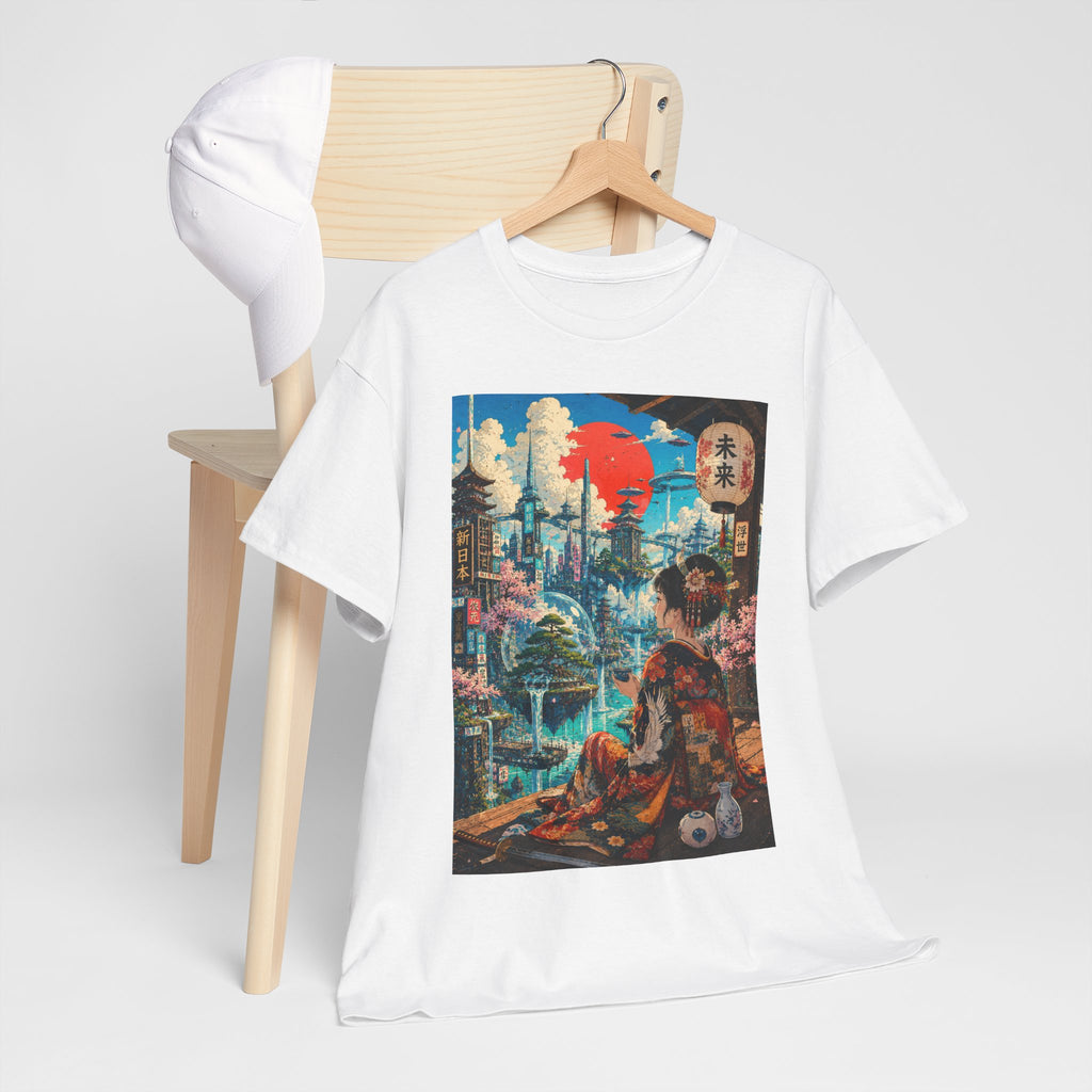 Cyber Geisha T‑Shirt — Futuristic Japanese Cityscape Graphic Tee - Japanese Streetwear T-Shirt | Tokyo Style X