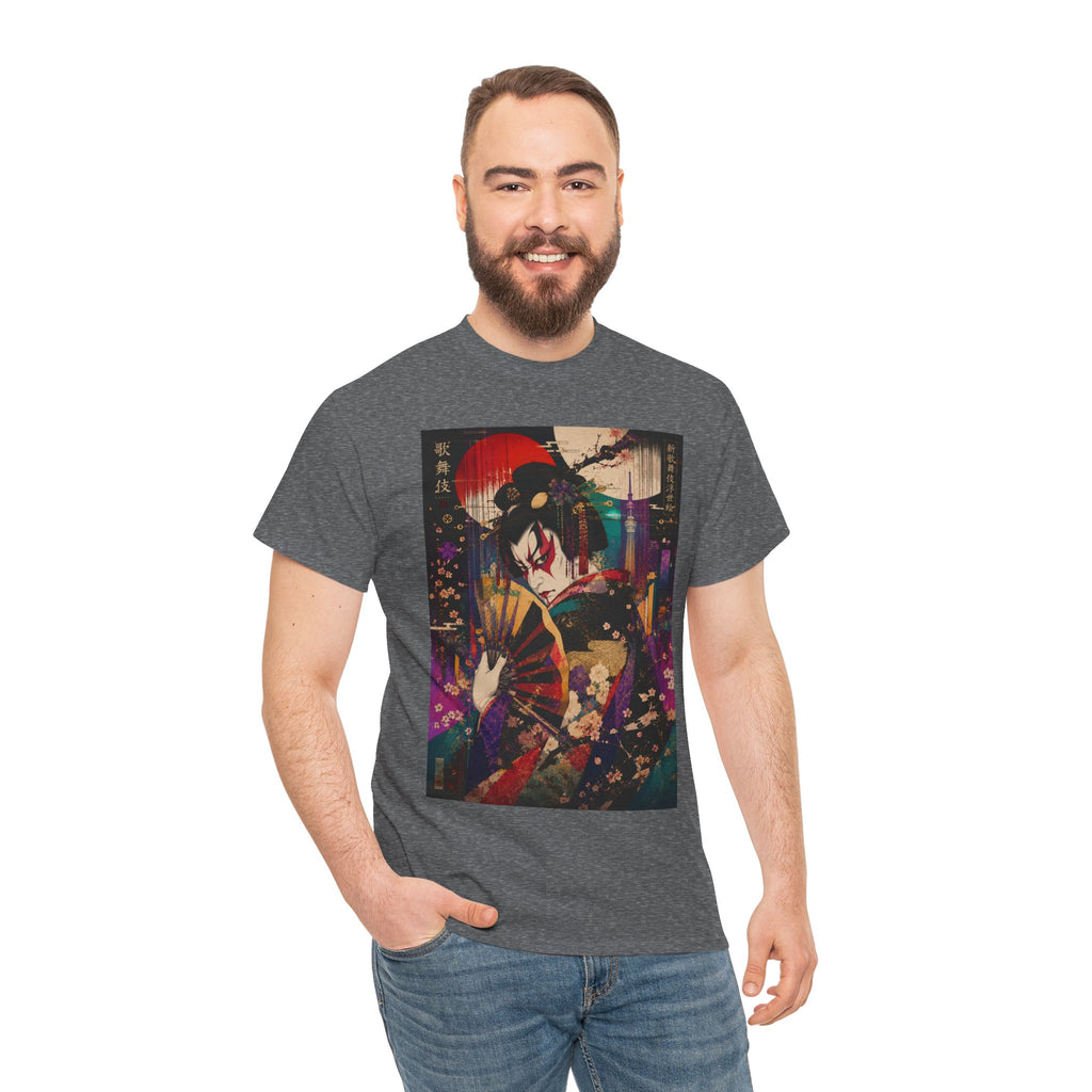 Geisha Nightscape T-Shirt — Neon Japanese Art Print Tee