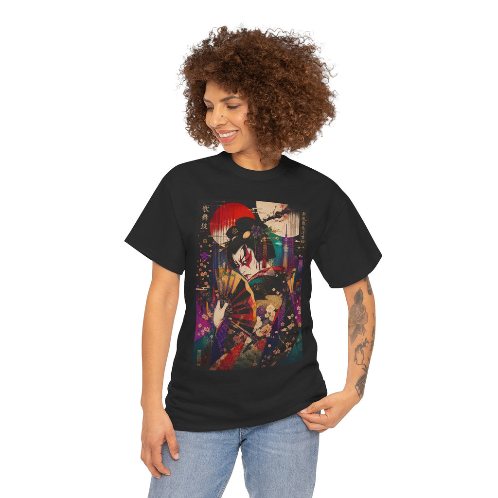 Geisha Nightscape T-Shirt — Neon Japanese Art Print Tee