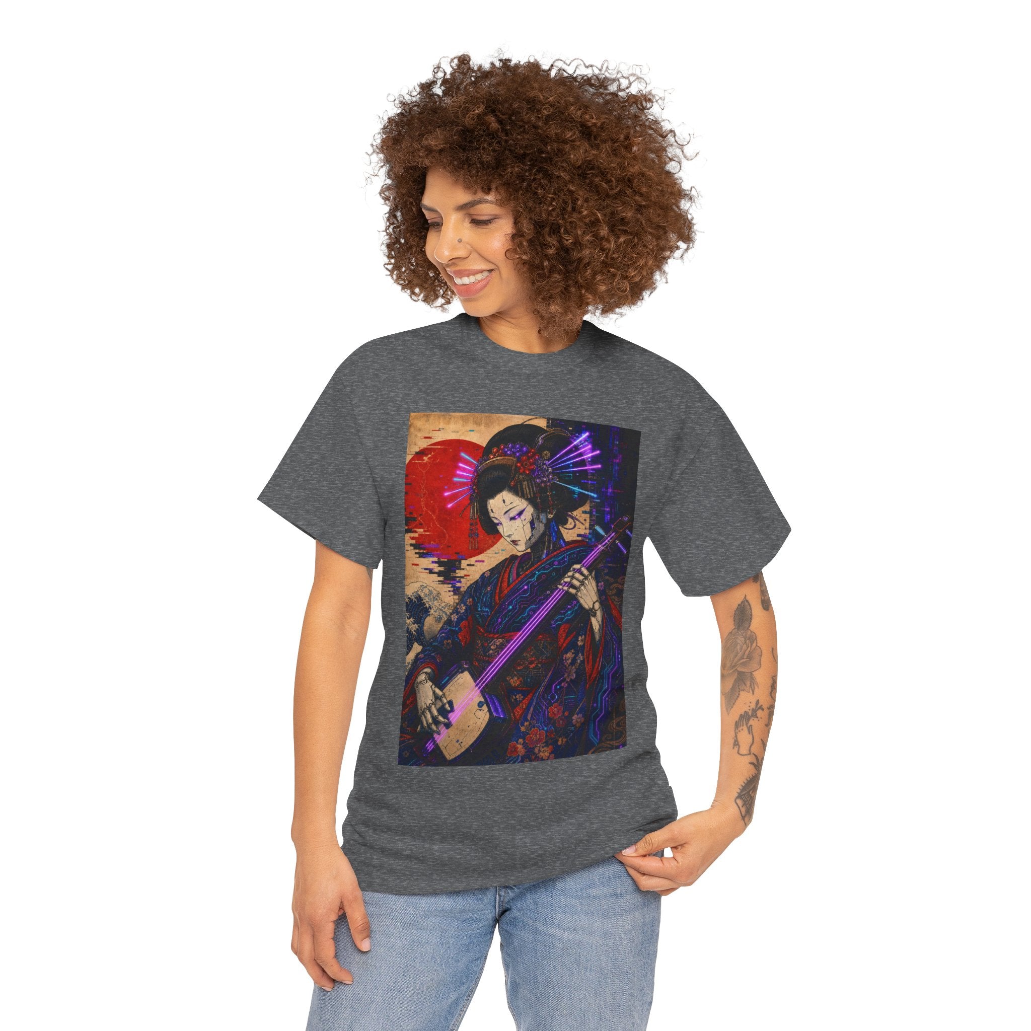 Geisha Musician Graphic Tee — Vintage Japanese Shamisen Art T-Shirt